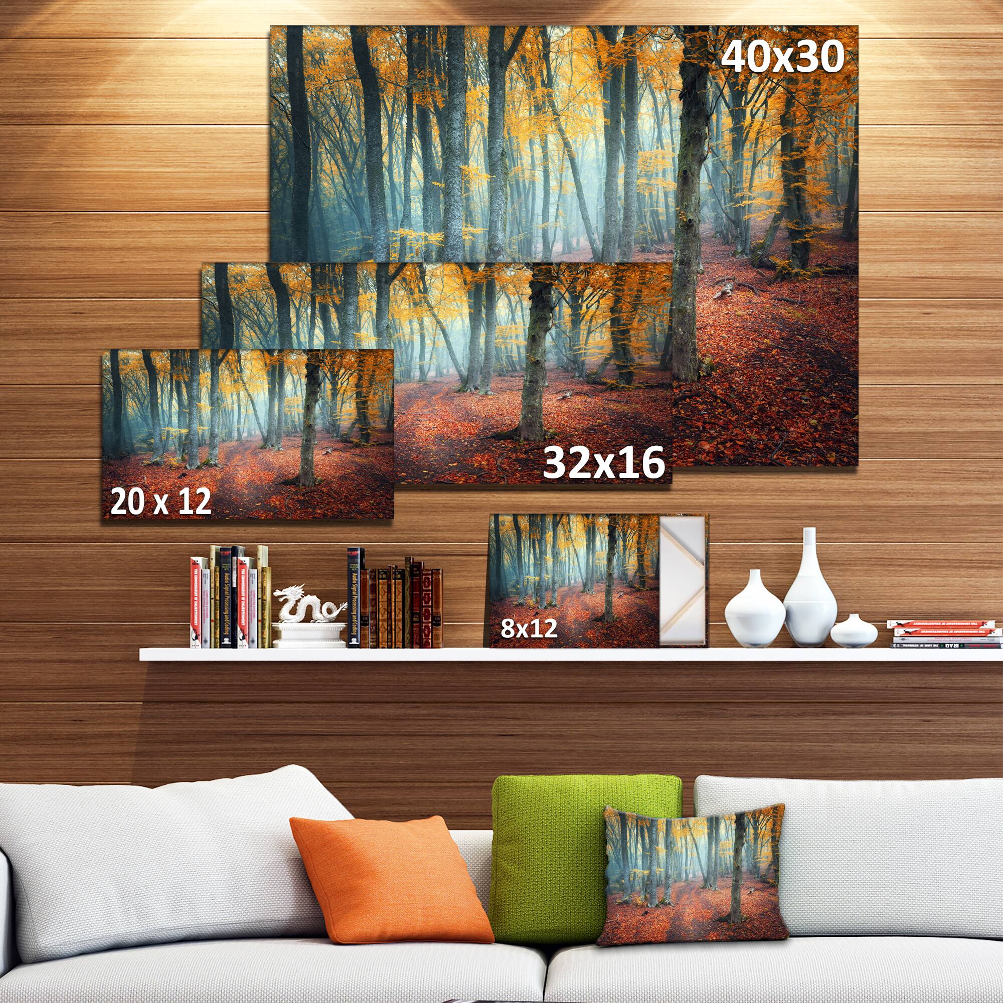 Designart - Red and Yellow Autumn Forest - Landscape Photography Canvas Print