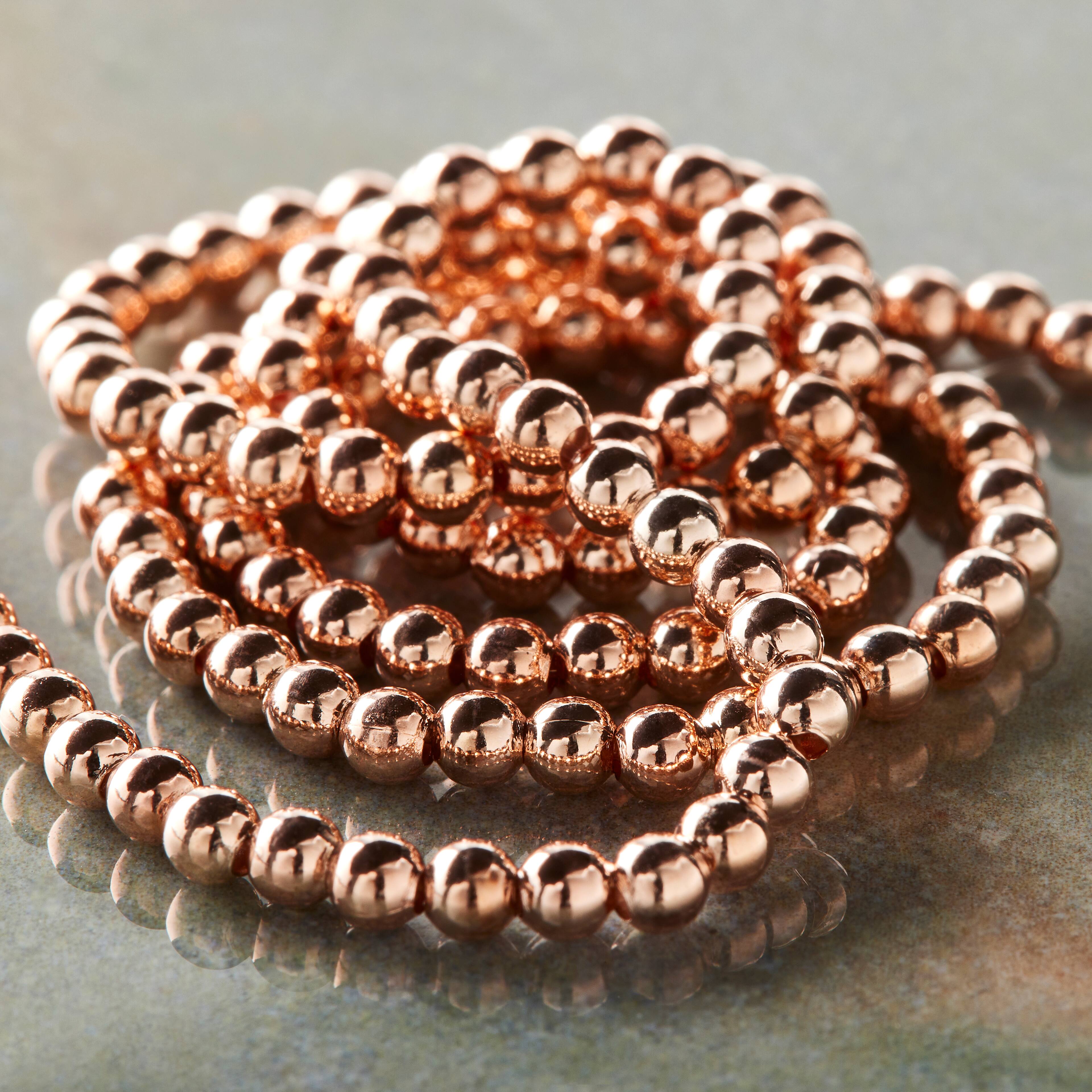 12 Pack: Rose Gold Copper Small Round Beads, 3mm by Bead Landing™