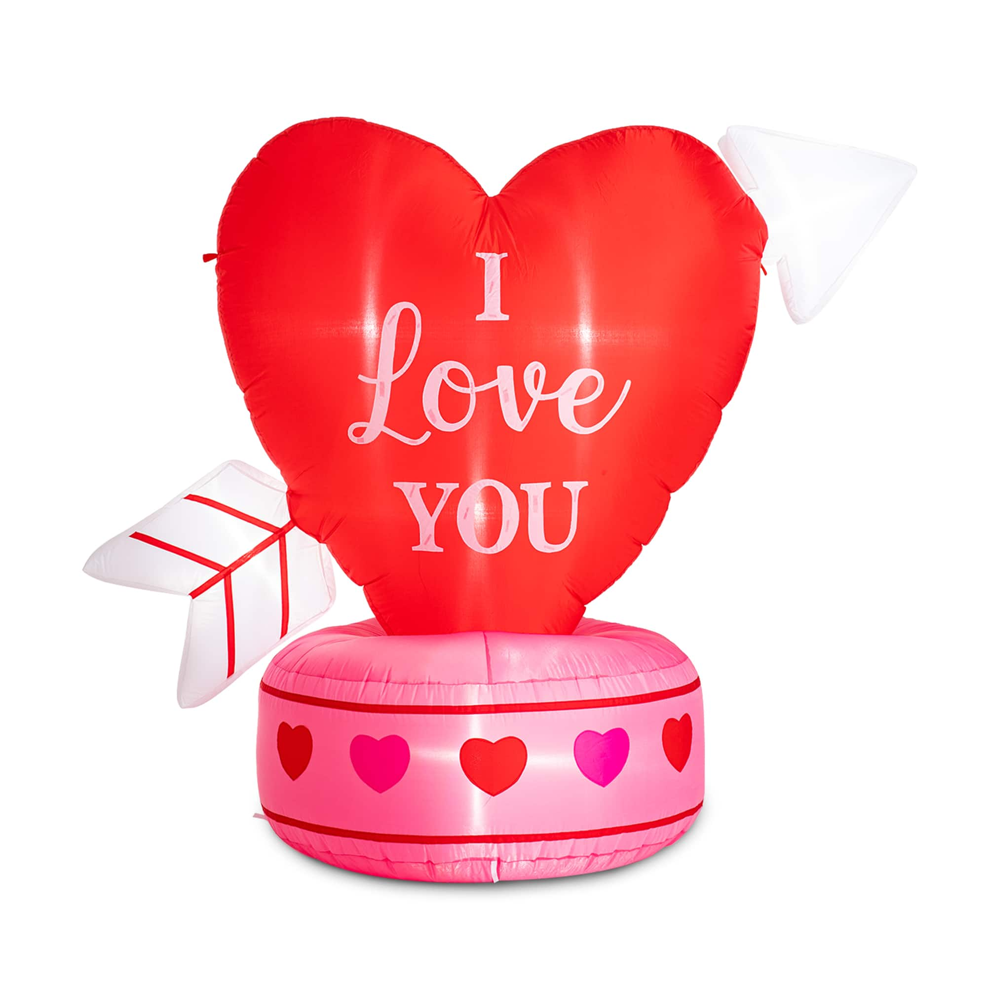 Glitzhome&#xAE; 5ft. Lighted Valentine&#x27;s Inflatable Heart D&#xE9;cor