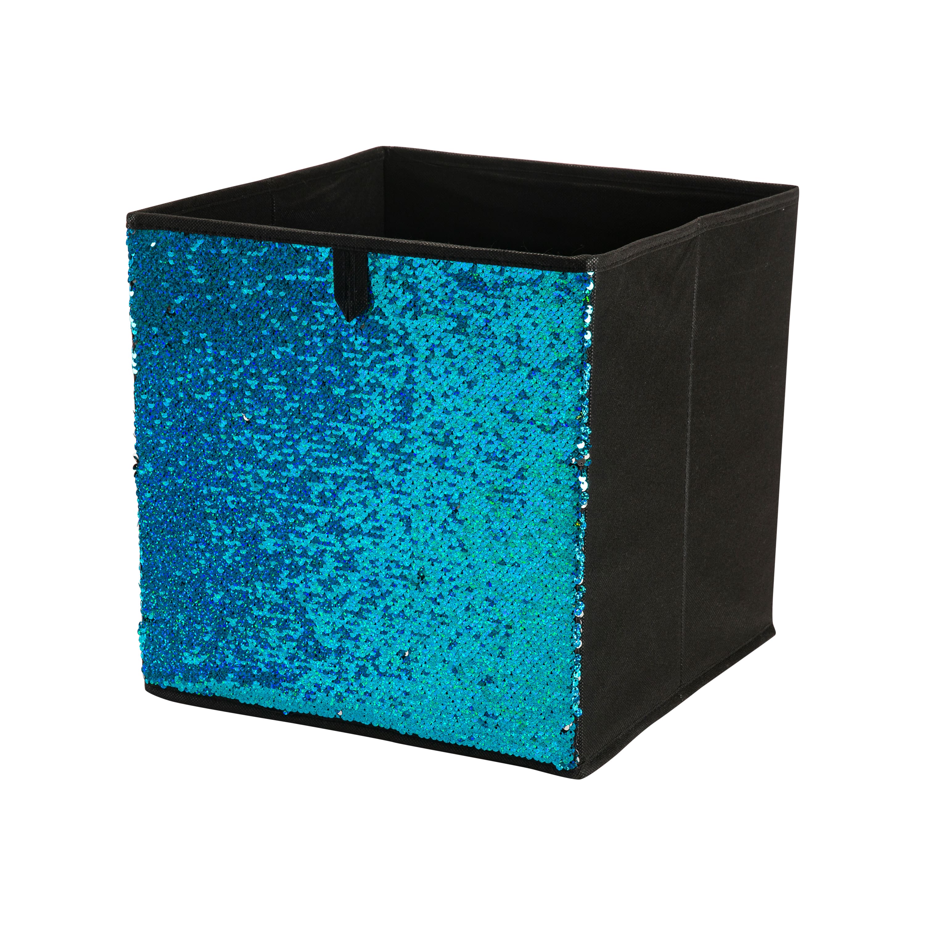 Organize It All Blue &#x26; Silver Reversible Sequin Storage Cube