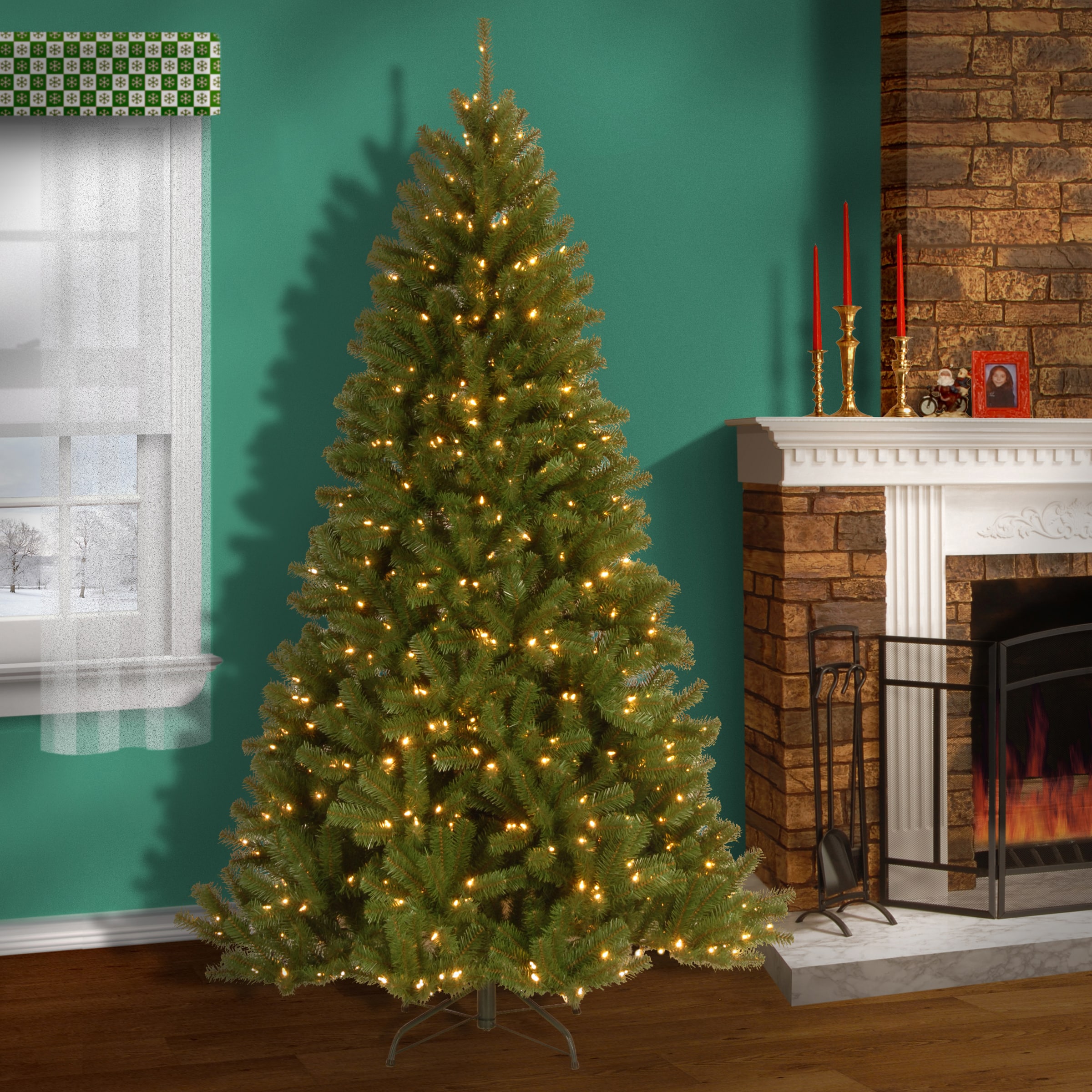7.5 ft. Pre-lit Hinged North Valley Spruce Medium Artificial Christmas Tree