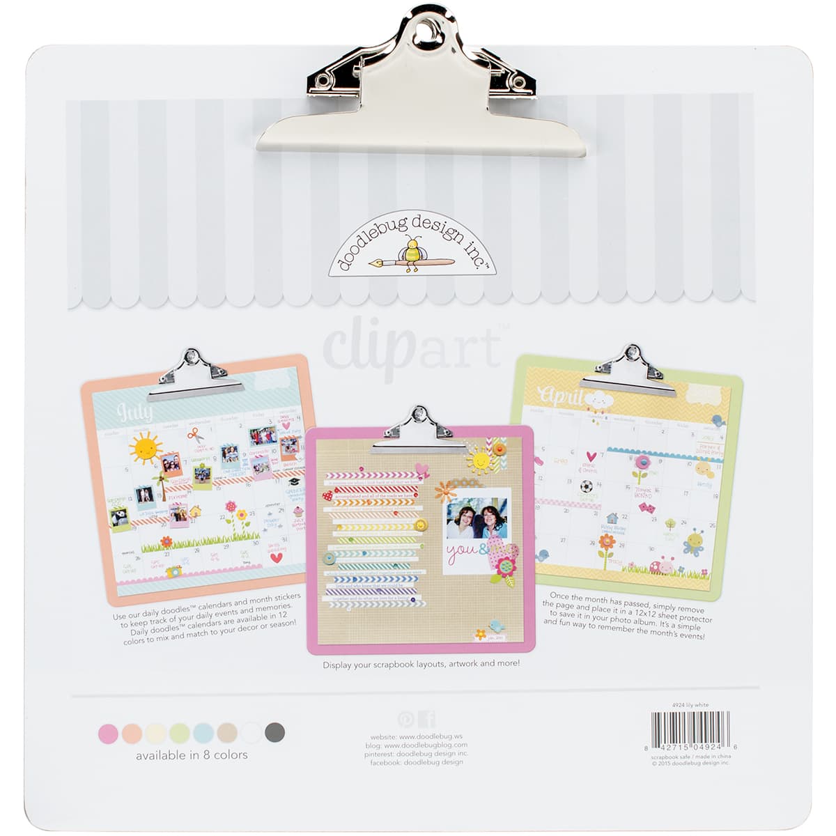 Doodlebug Design Inc.™ Clipart Lily White Monochromatic Clipboard