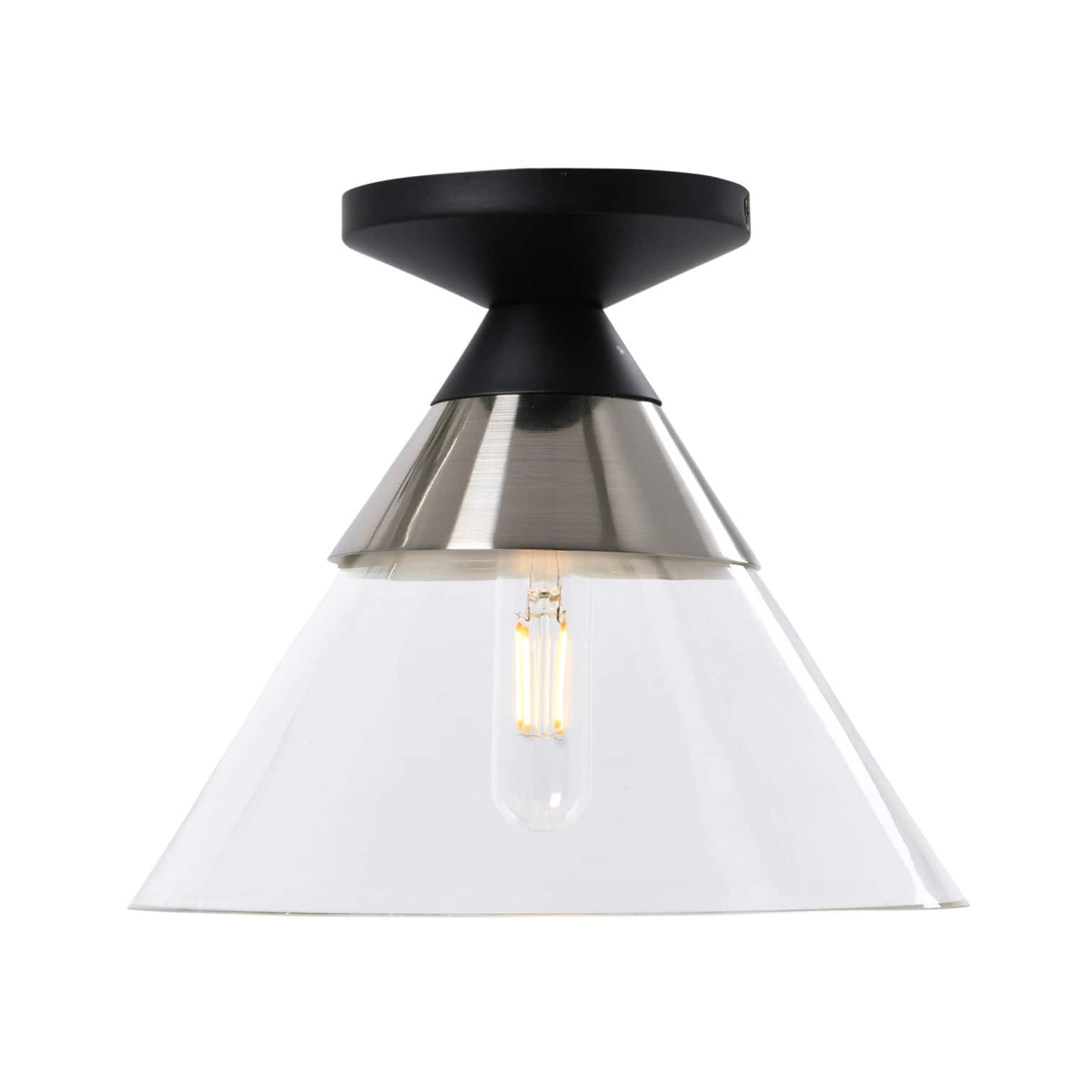 Robert Stevenson Lighting Theo Metal & Conical Glass Flush Mount Ceiling Light