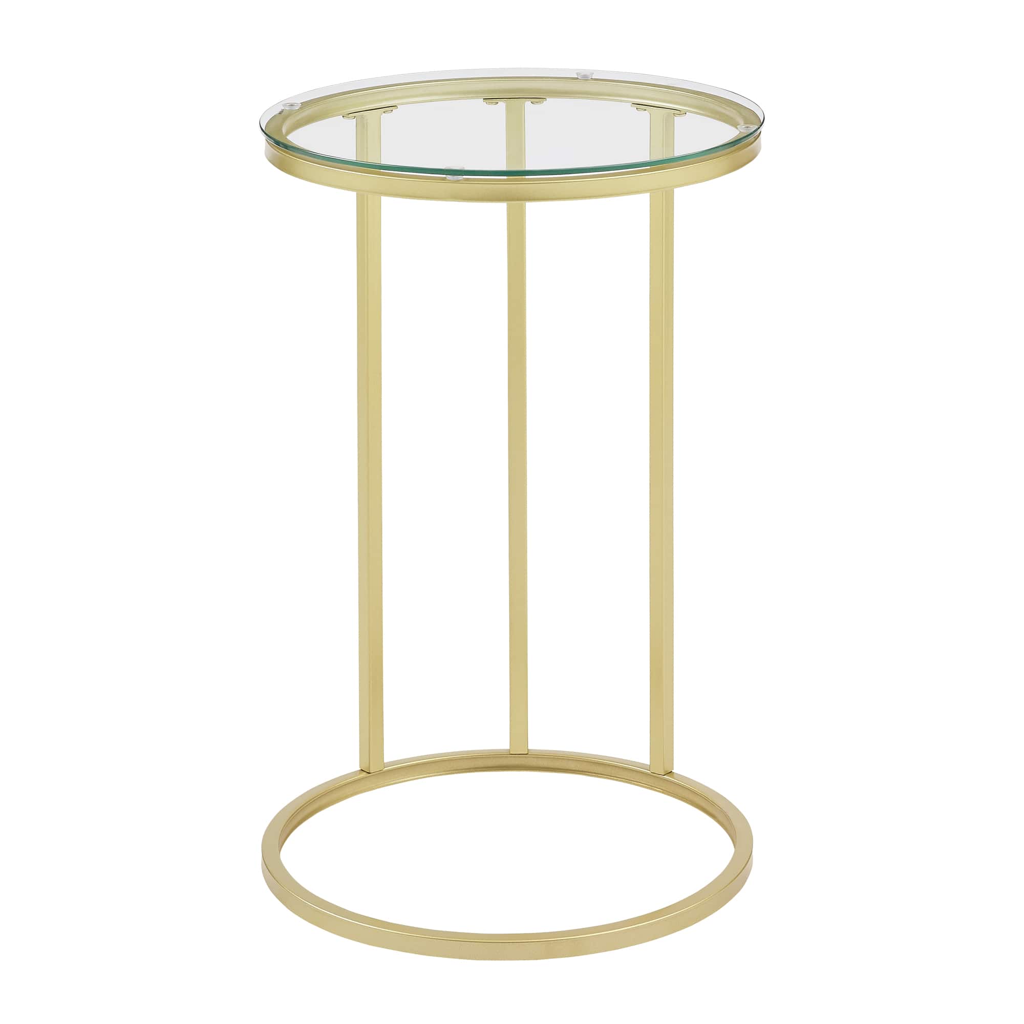 16" Gold Round C Table with Glass Top