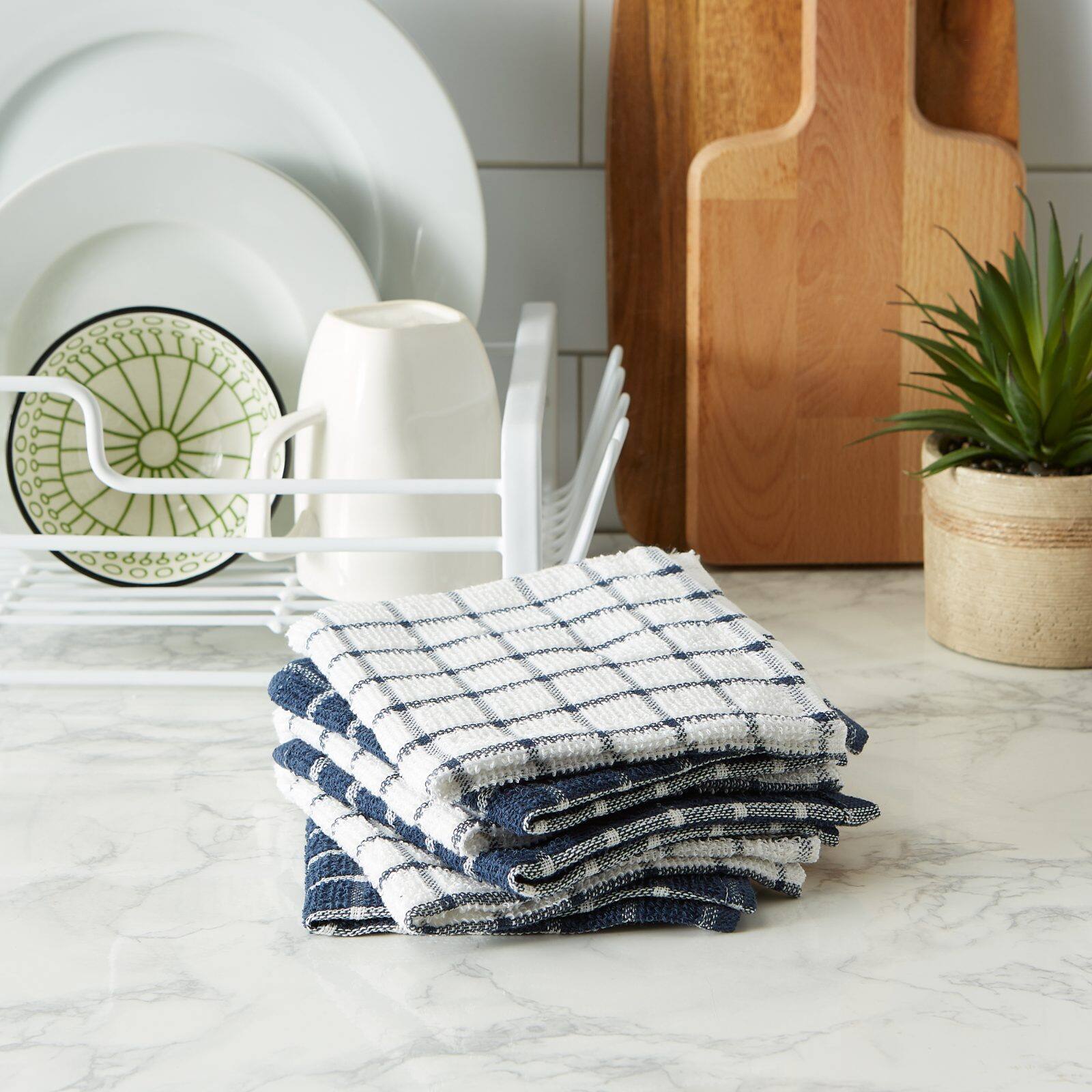 DII® Nautical Blue Combo Windowpane Dishcloths, 6ct.