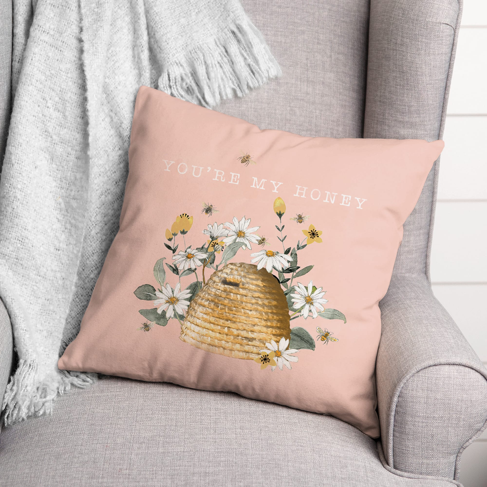 Honey Bee Hive Throw Pillow