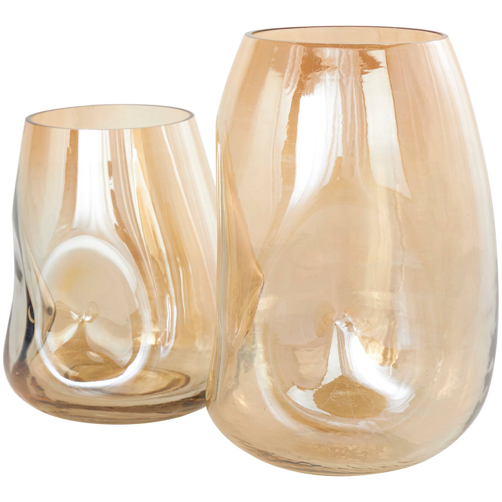 Iridescent Gold Concaved Glass Vase Set