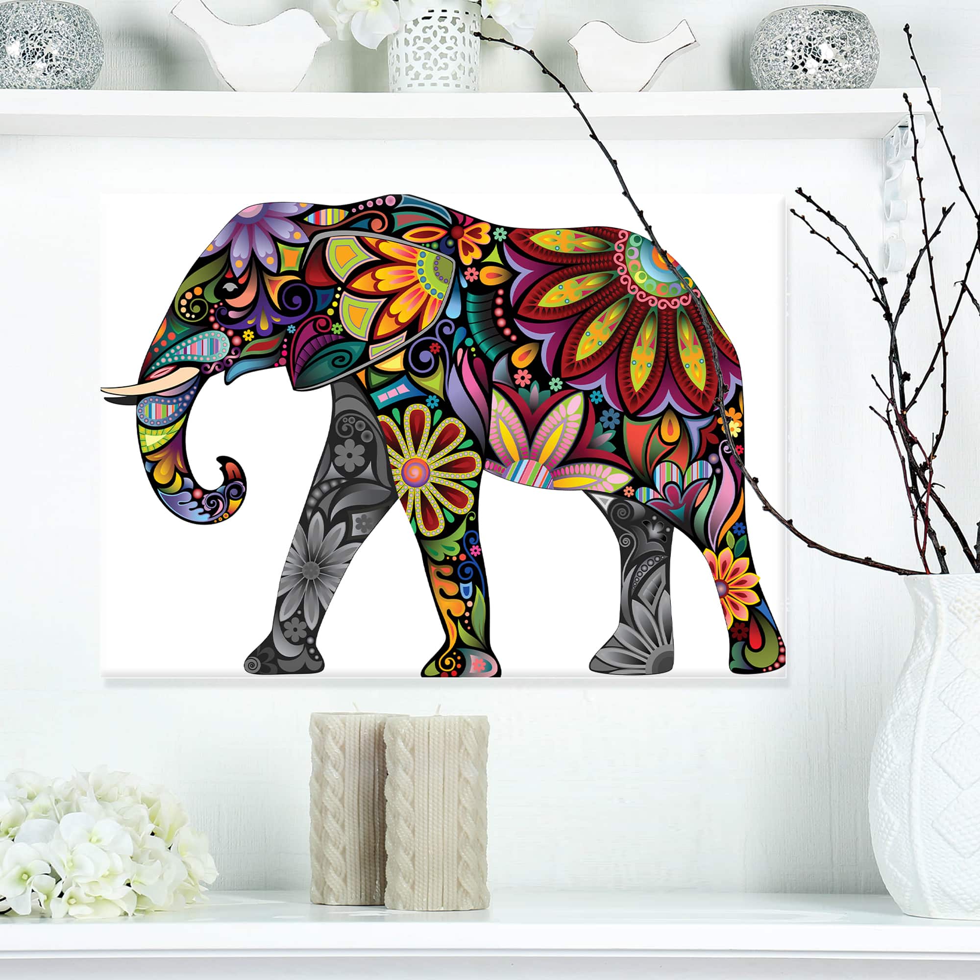 Designart - Yellow Cheerful Elephant - Animal Canvas Art Print
