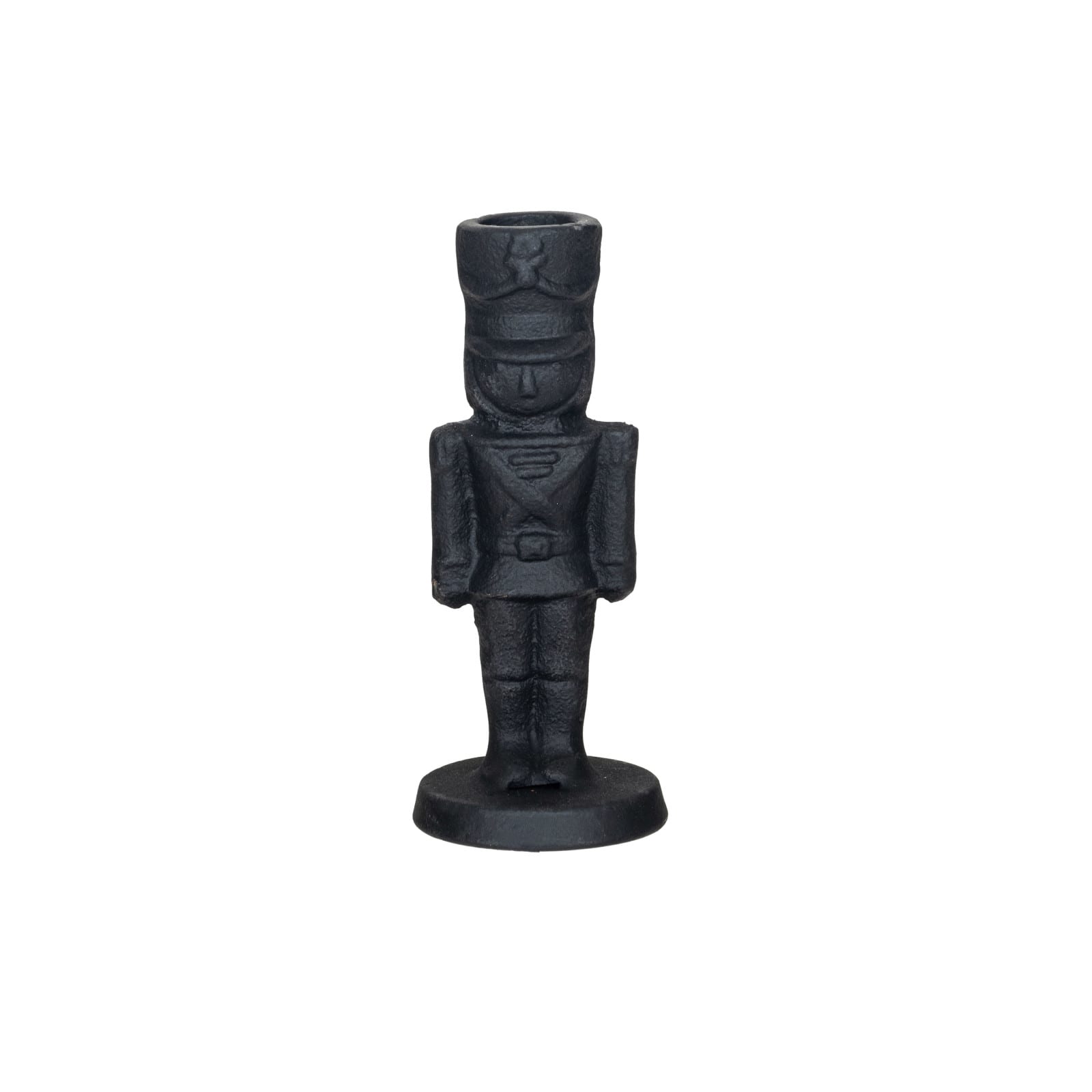 Hello Honey&#xAE; 5.5&#x22; Black Cast Metal Soldier Taper Candle Holder
