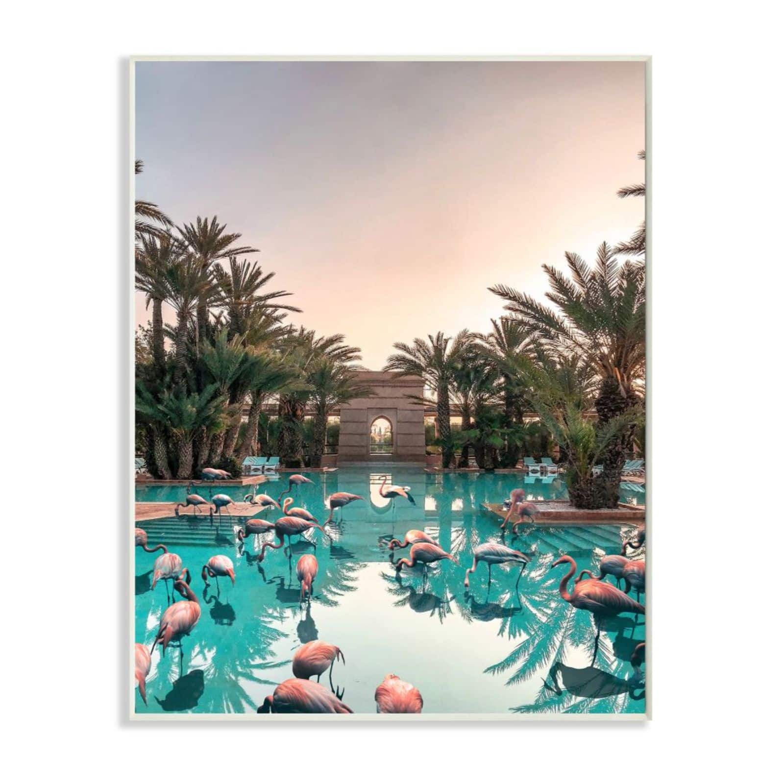 Stupell Industries Tropical, Pink Flamingo & Palm Trees Wall Art