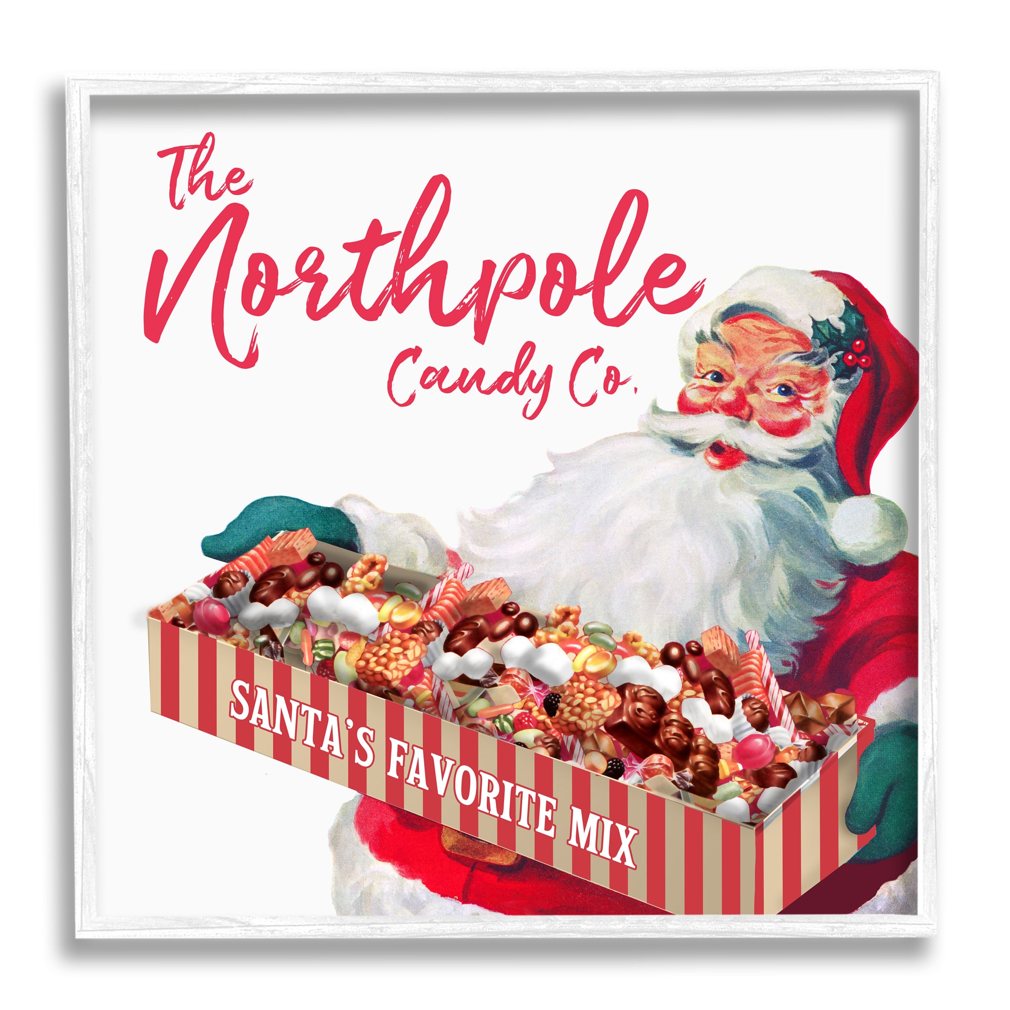 Stupell Industries Vintage Northpole Candy Santa Claus Framed Giclee Art