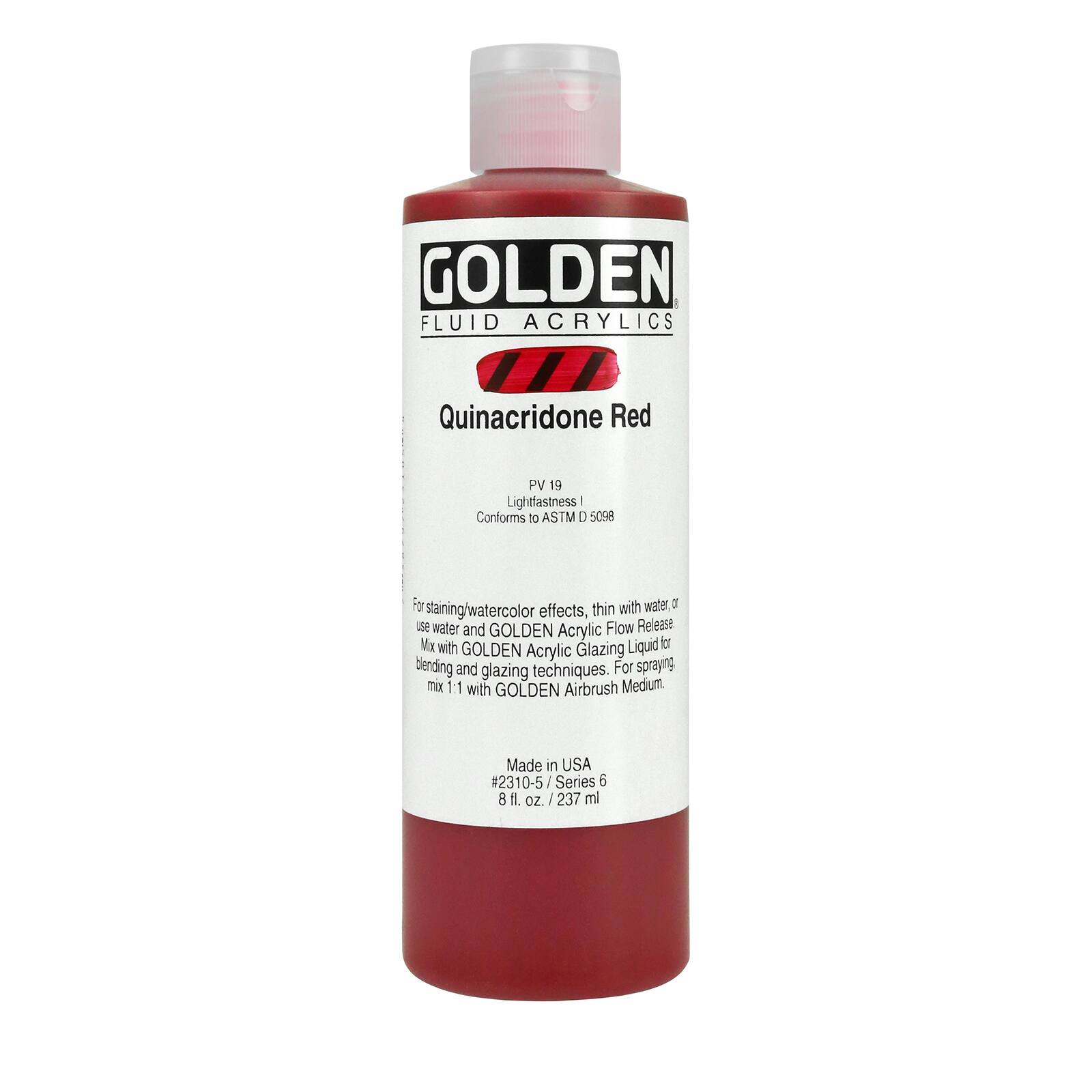 Golden Fluid Acrylics, 8 oz Paint in Quinacridone Red