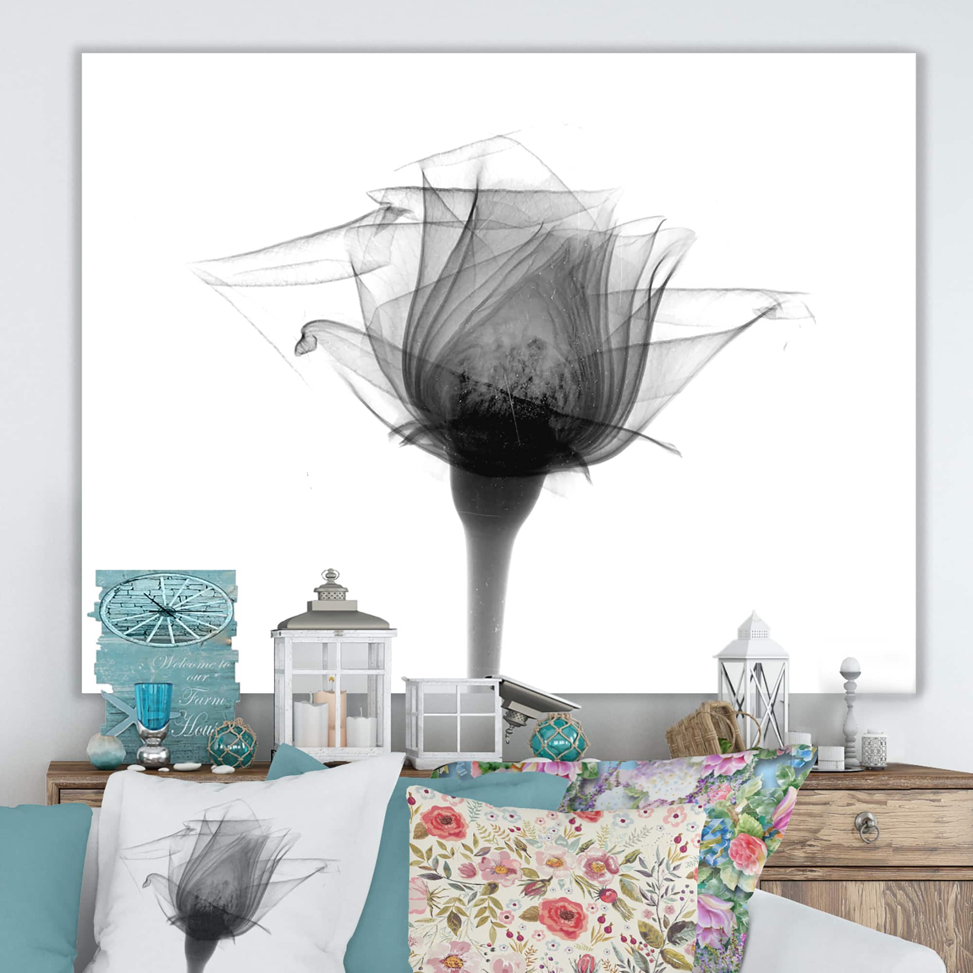 Designart - Rose #10 X-Ray - Cottage Canvas Artwork