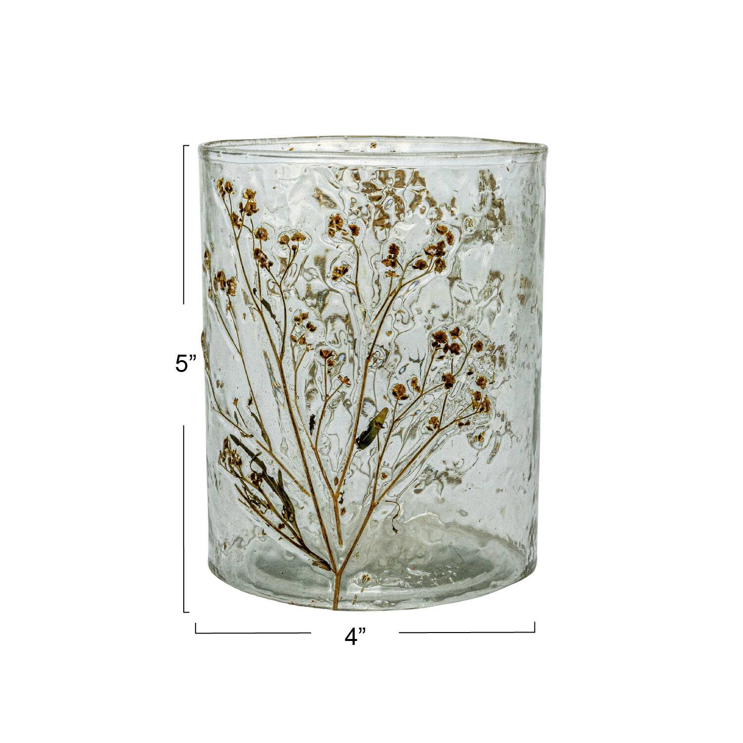 Hello Honey® Clear Reclaimed Glass Votive Holder with Natural Botanicals