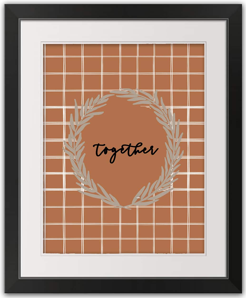 Together Orange Window Pane Black Framed Print Wall Art