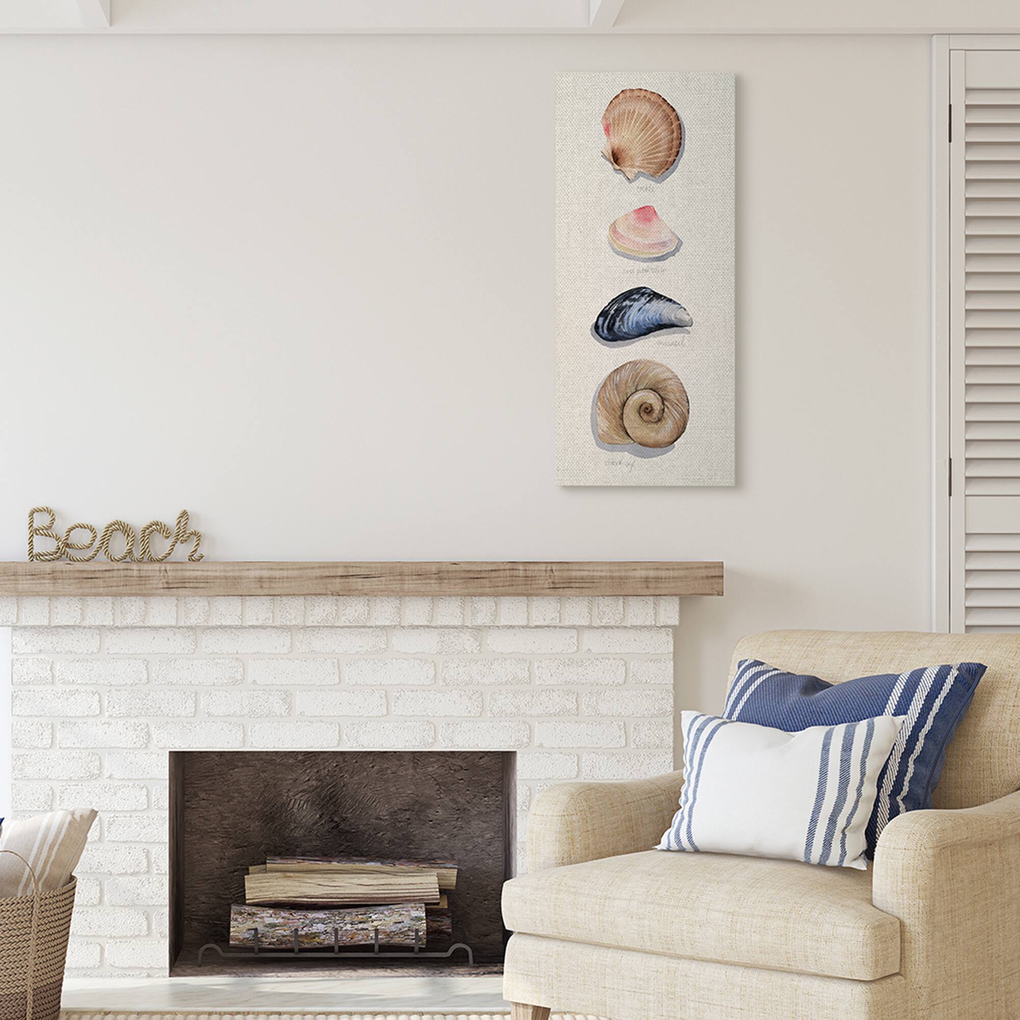 Stupell Industries Nautical Sea Shells over Soft Beige Sand Canvas Wall Art