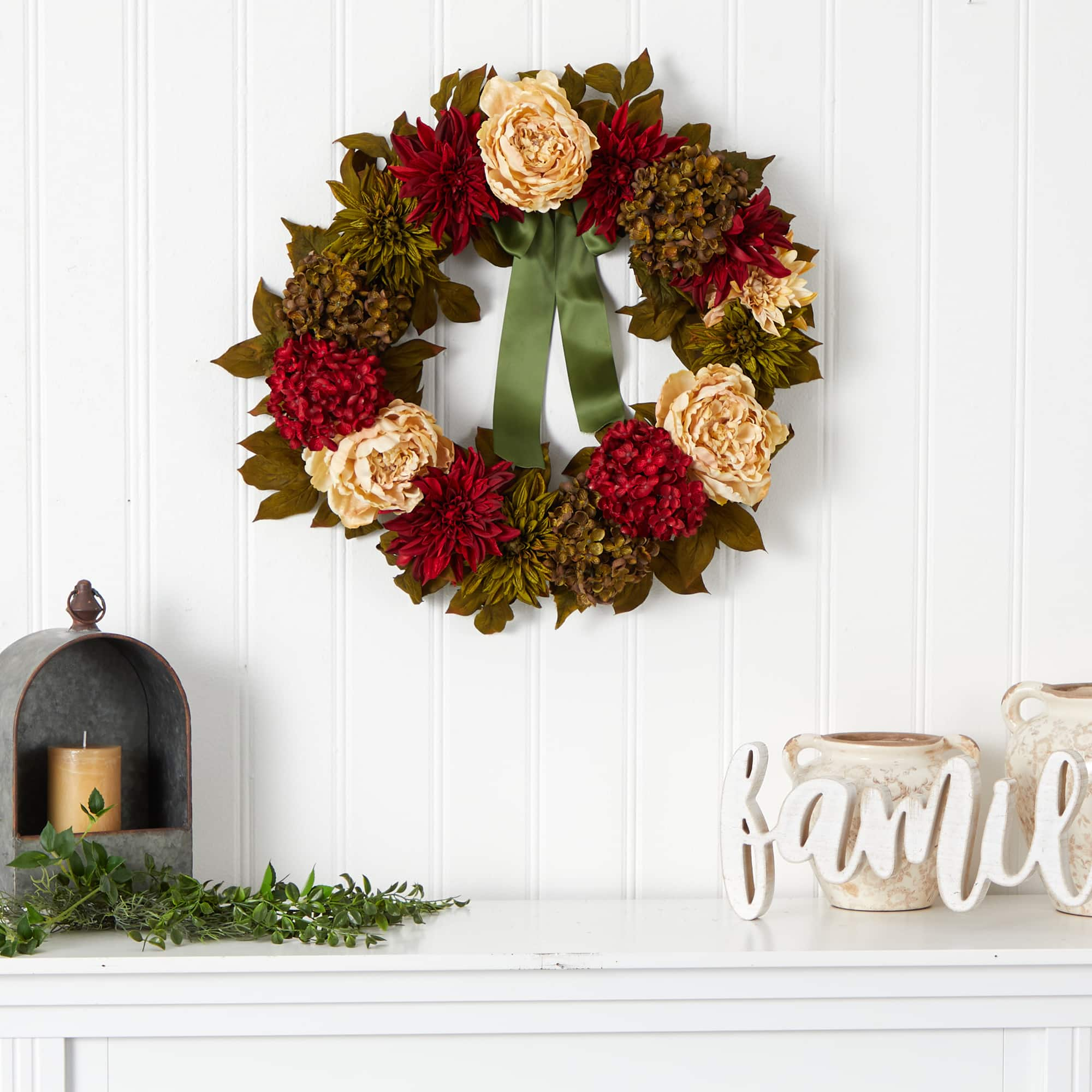 24&#x22; Peony, Dahlia &#x26; Hydrangea Wreath