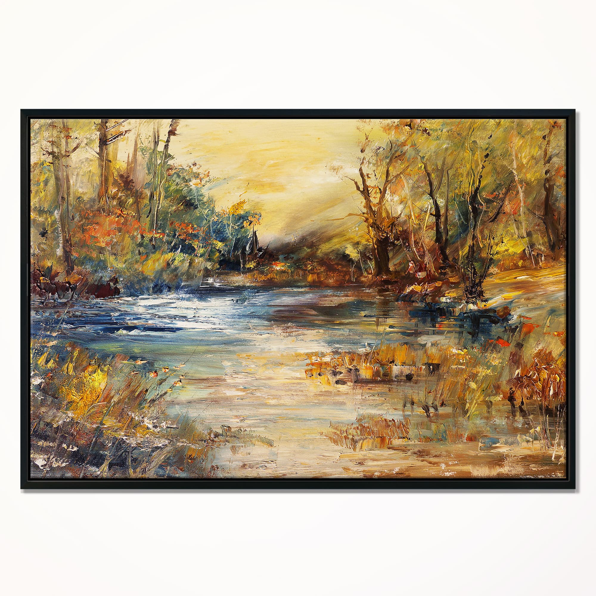 Designart - Stream in Forest Oil Painting