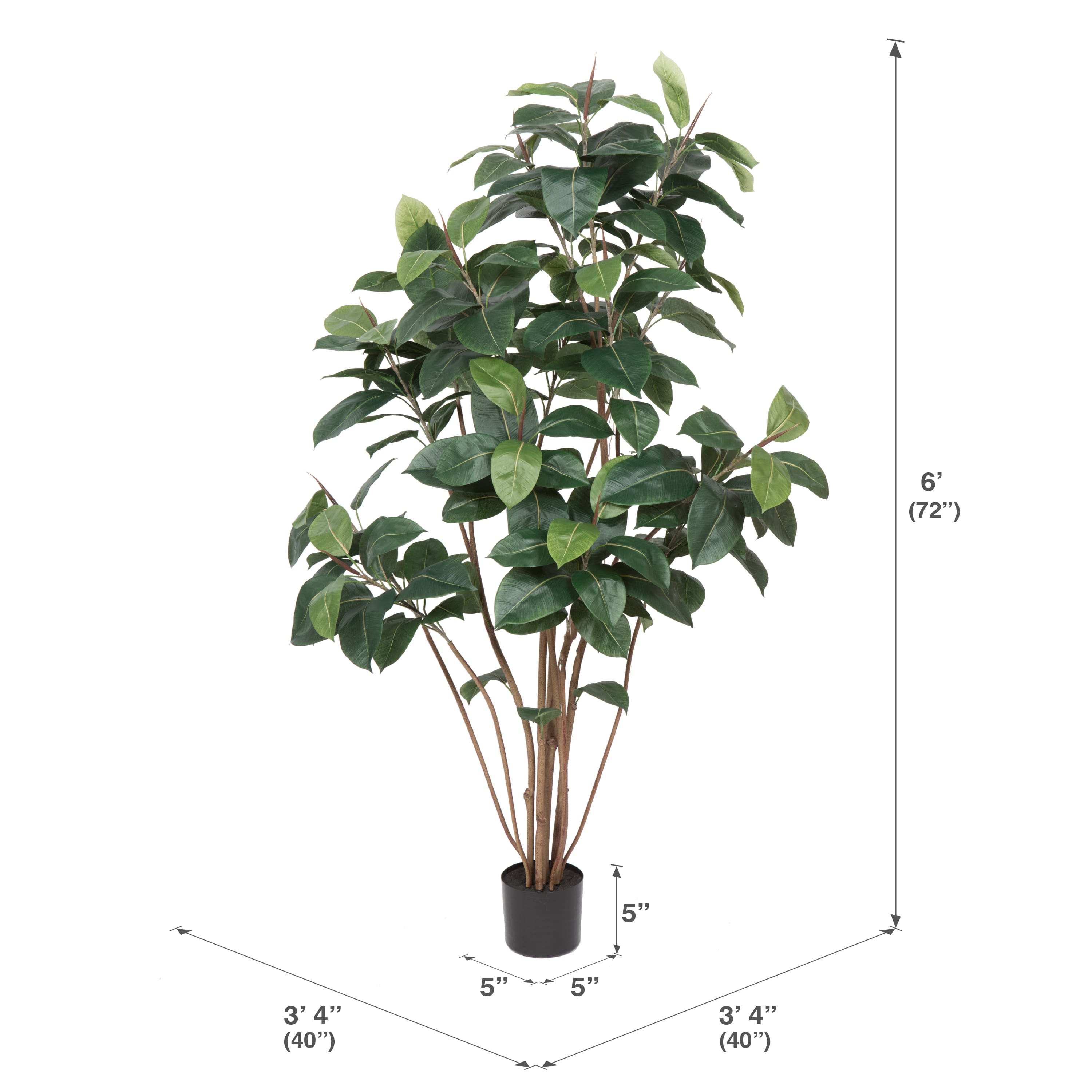 6ft. Potted Artificial Green Rubber Tree