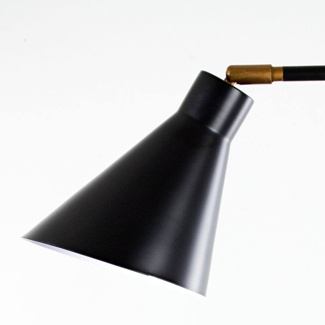 21" Modern Industrial Black Metal Accent Table Lamp with White Marble Base