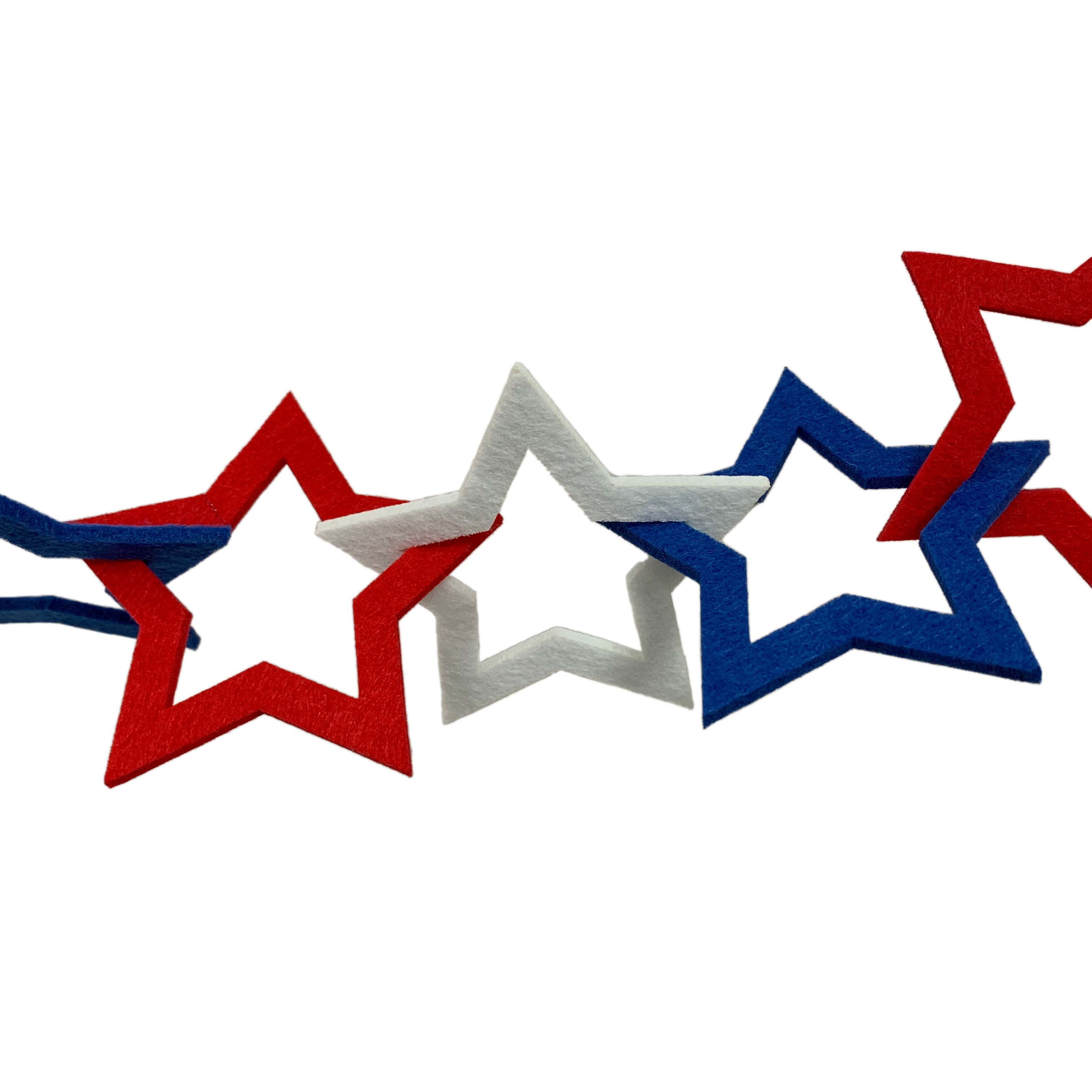 6ft Red, White &#x26; Blue Open Stars Felt Garland by Celebrate It&#x2122;