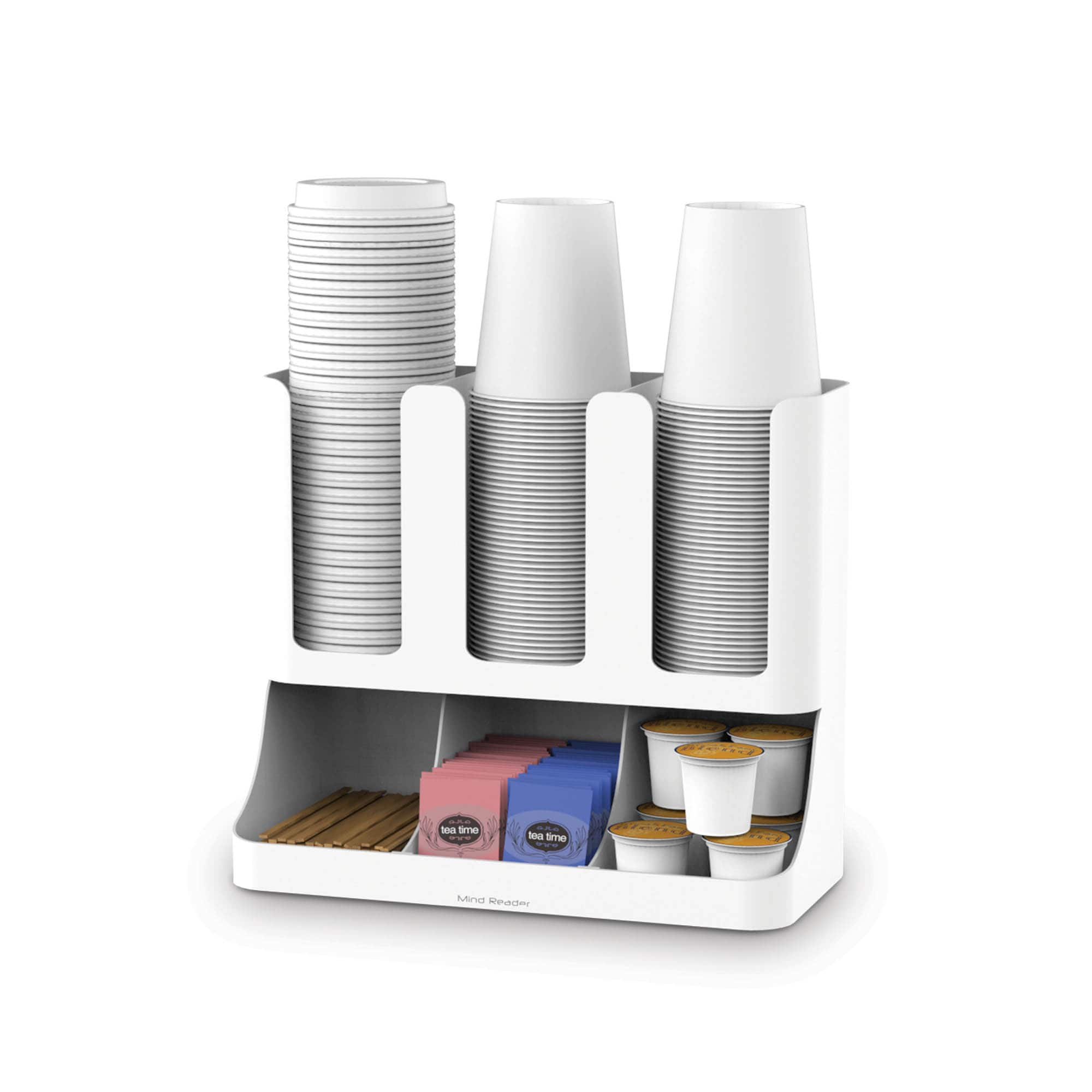 Mind Reader White 6 Compartment Upright Breakroom Coffee Condiment and ...