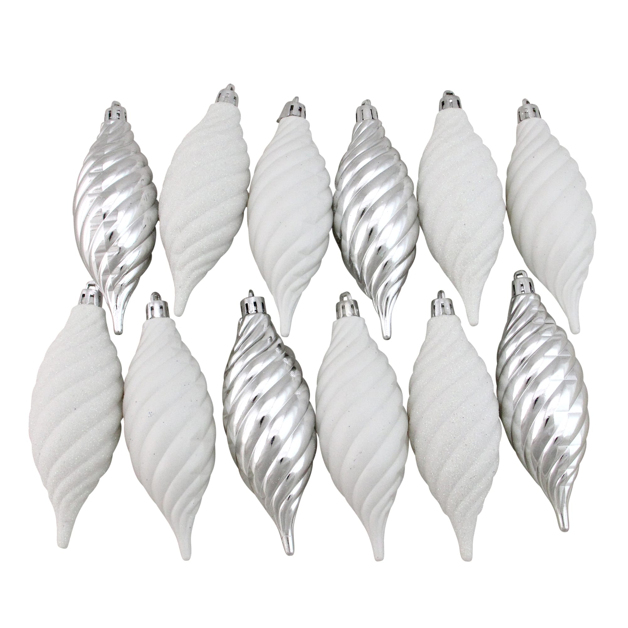 125ct. Winter White &#x26; Silver Shatterproof 4-Finish Christmas Ornaments
