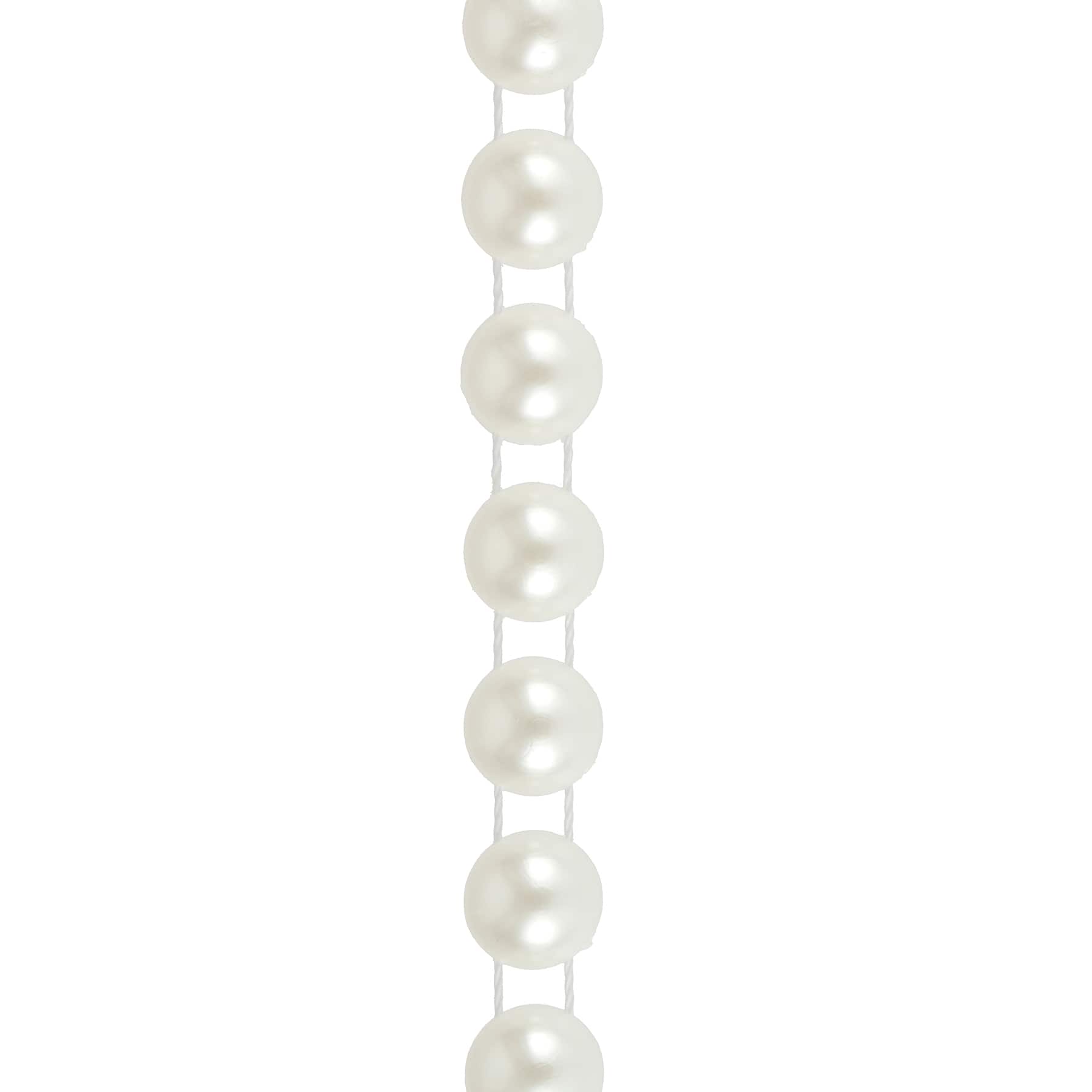 10mm Round Flatback Plastic Pearl Bead Garland, 50ft. by Bead Landing&#x2122;