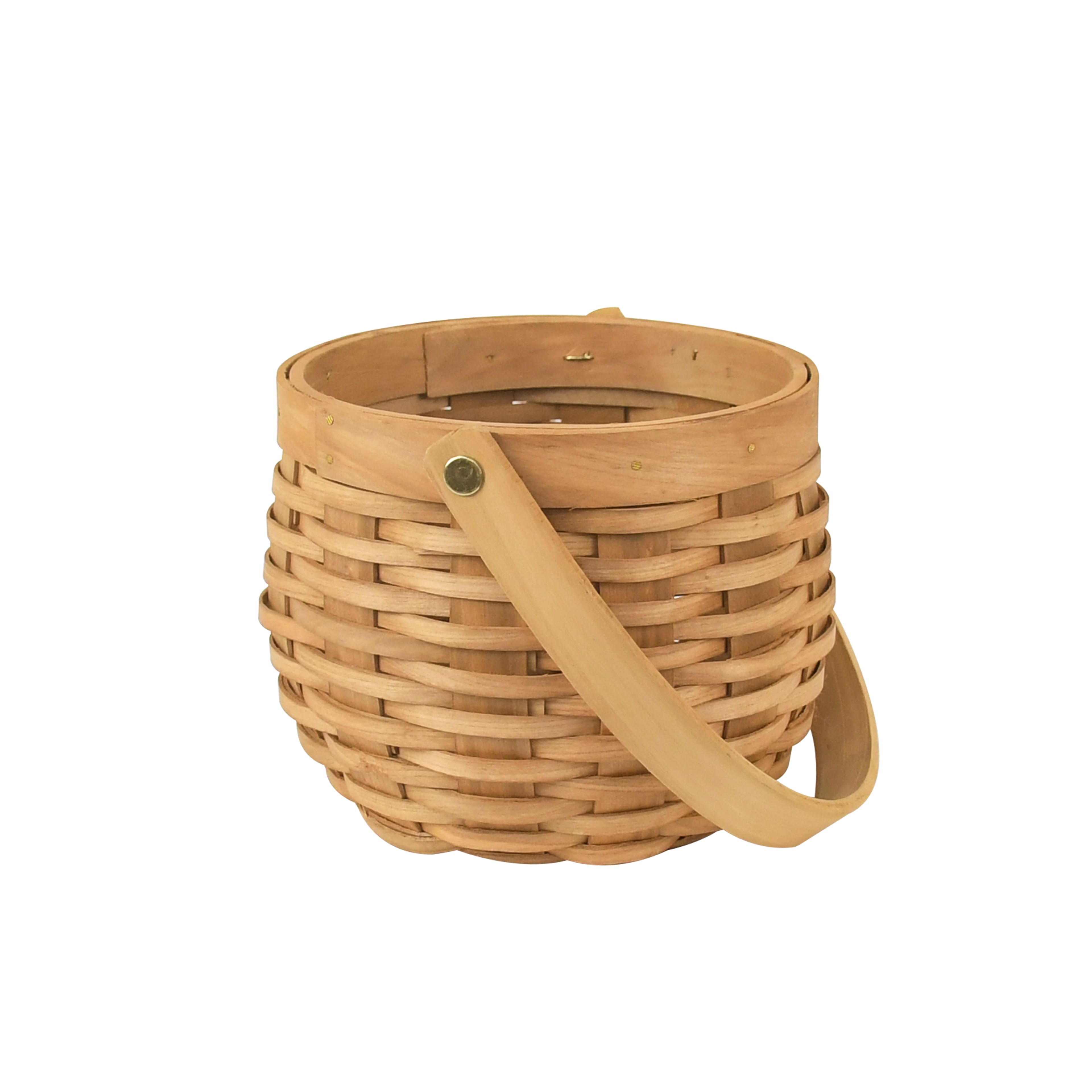 6" Natural Woven Round Chip Wood Basket with Handle by Ashland®