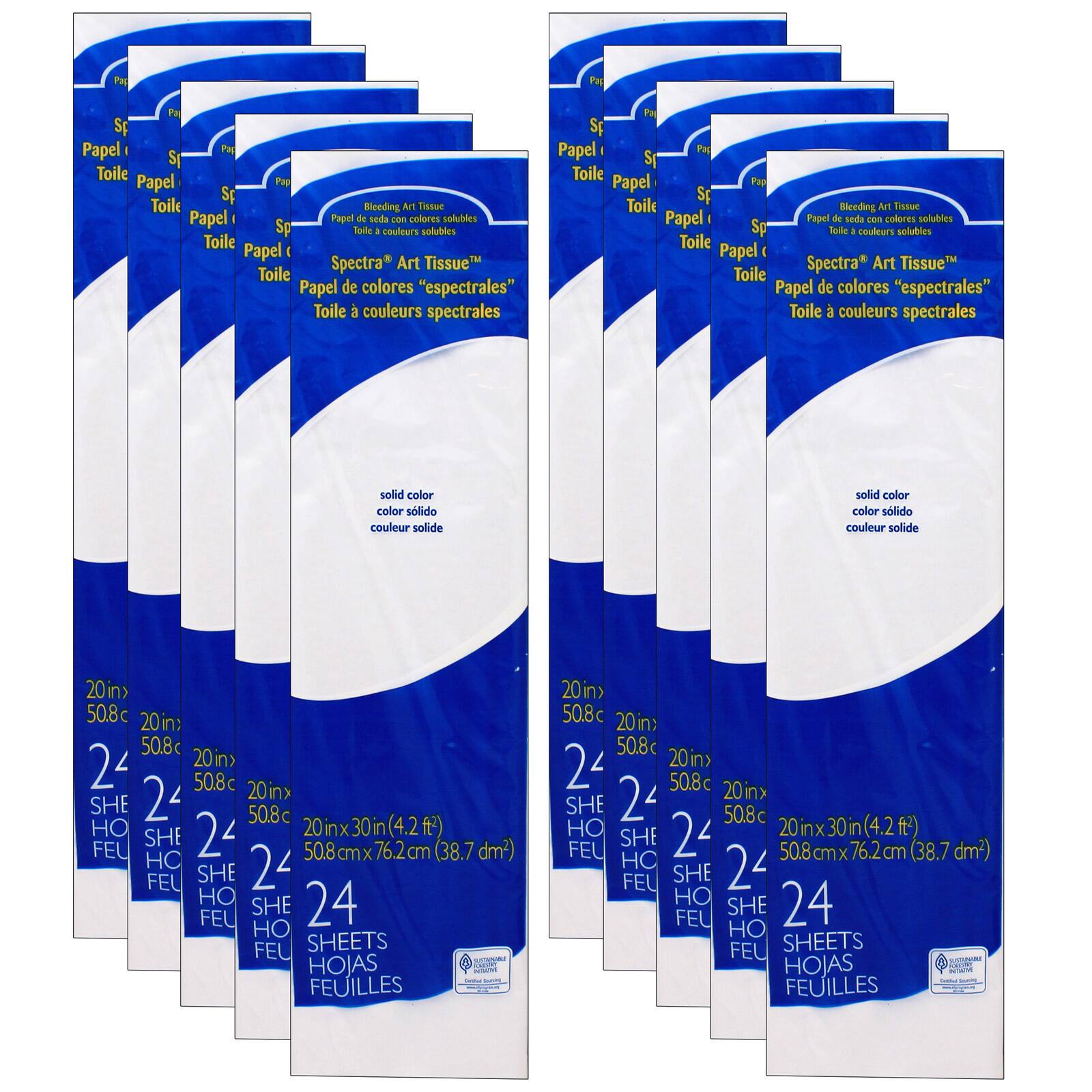 Spectra® Deluxe White Bleeding Art Tissue, 10 Packs of 24
