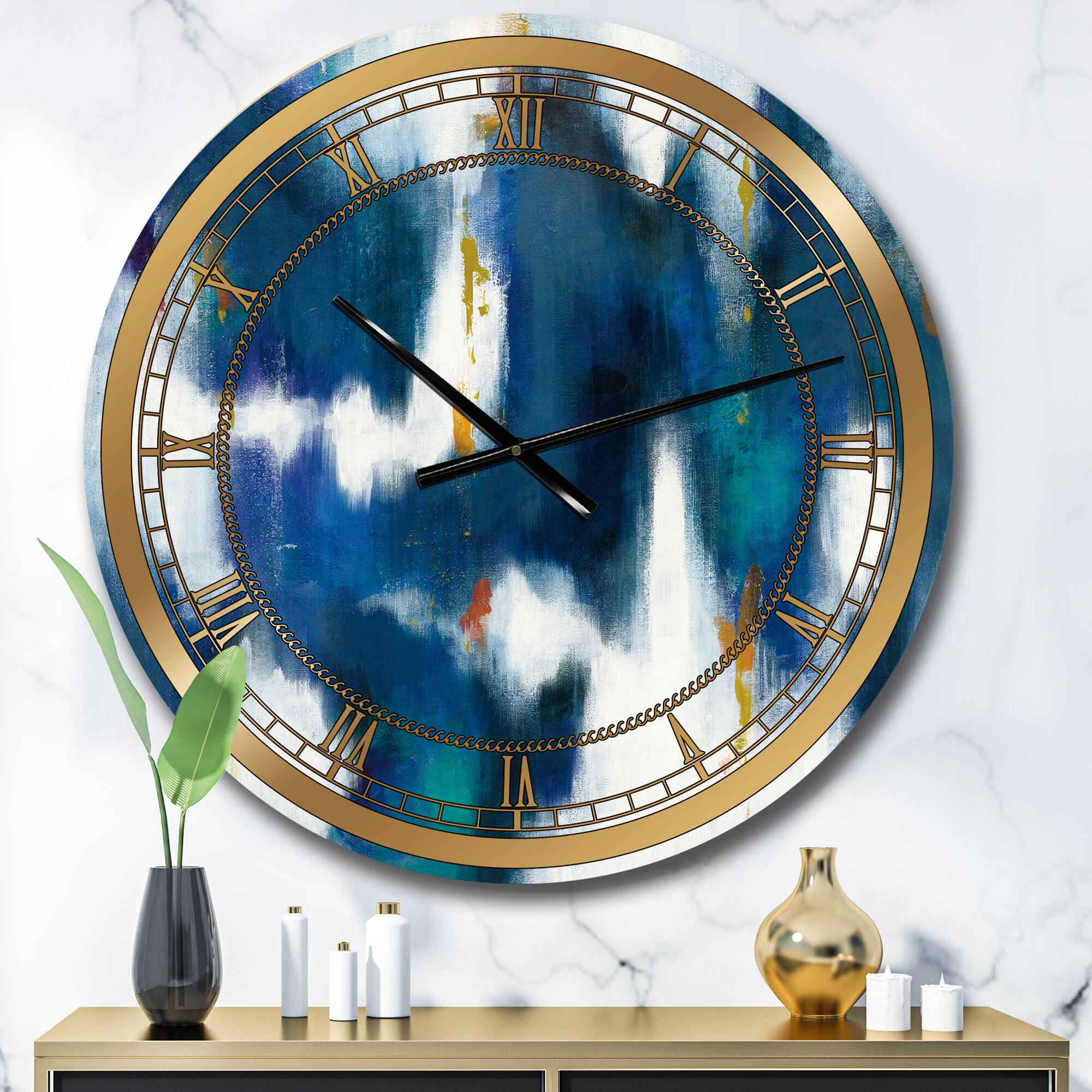 Designart &#x27;Blue Glam Texture Ii Glam Wall Clock