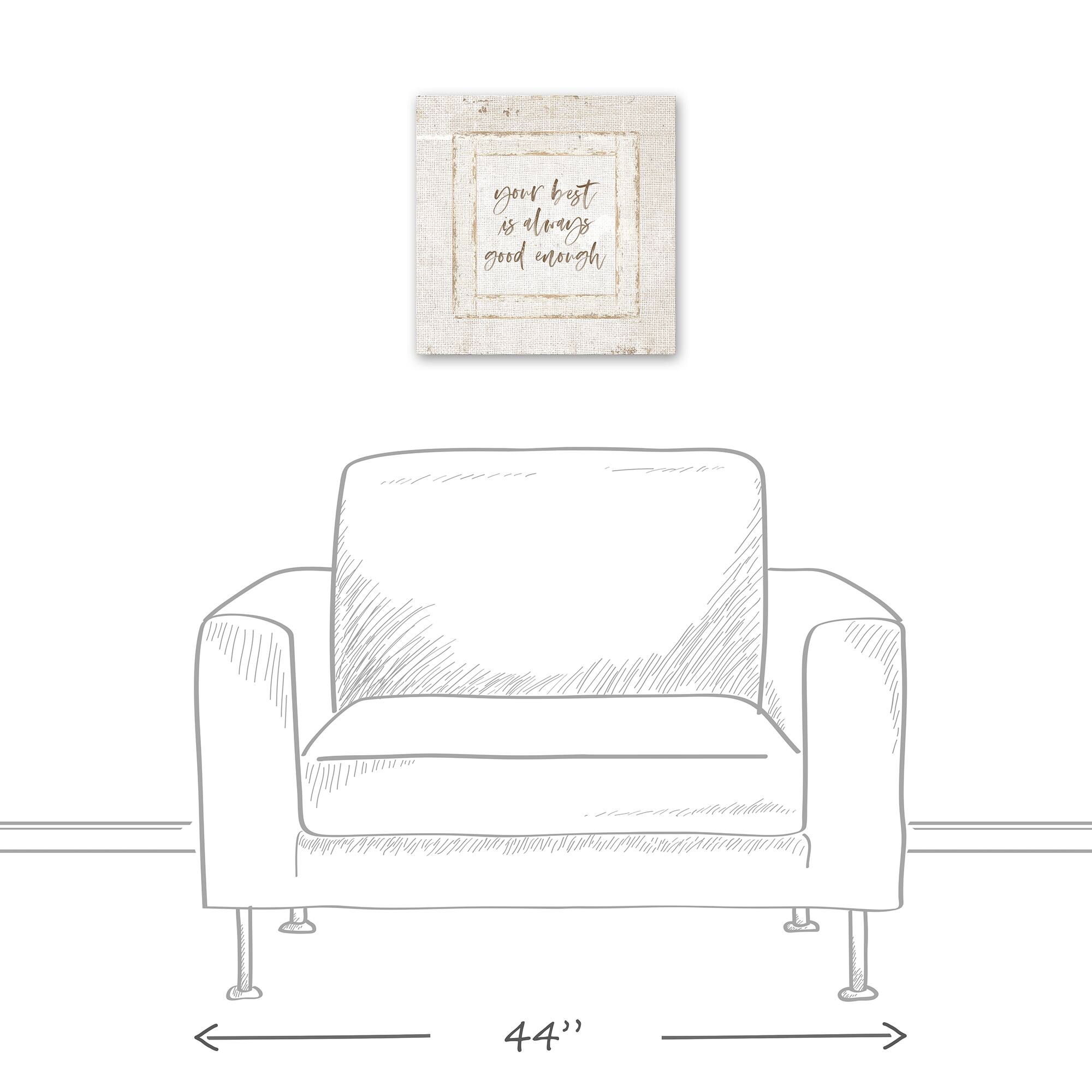 Good Enough Burlap 12" x 12" Canvas Wall Art