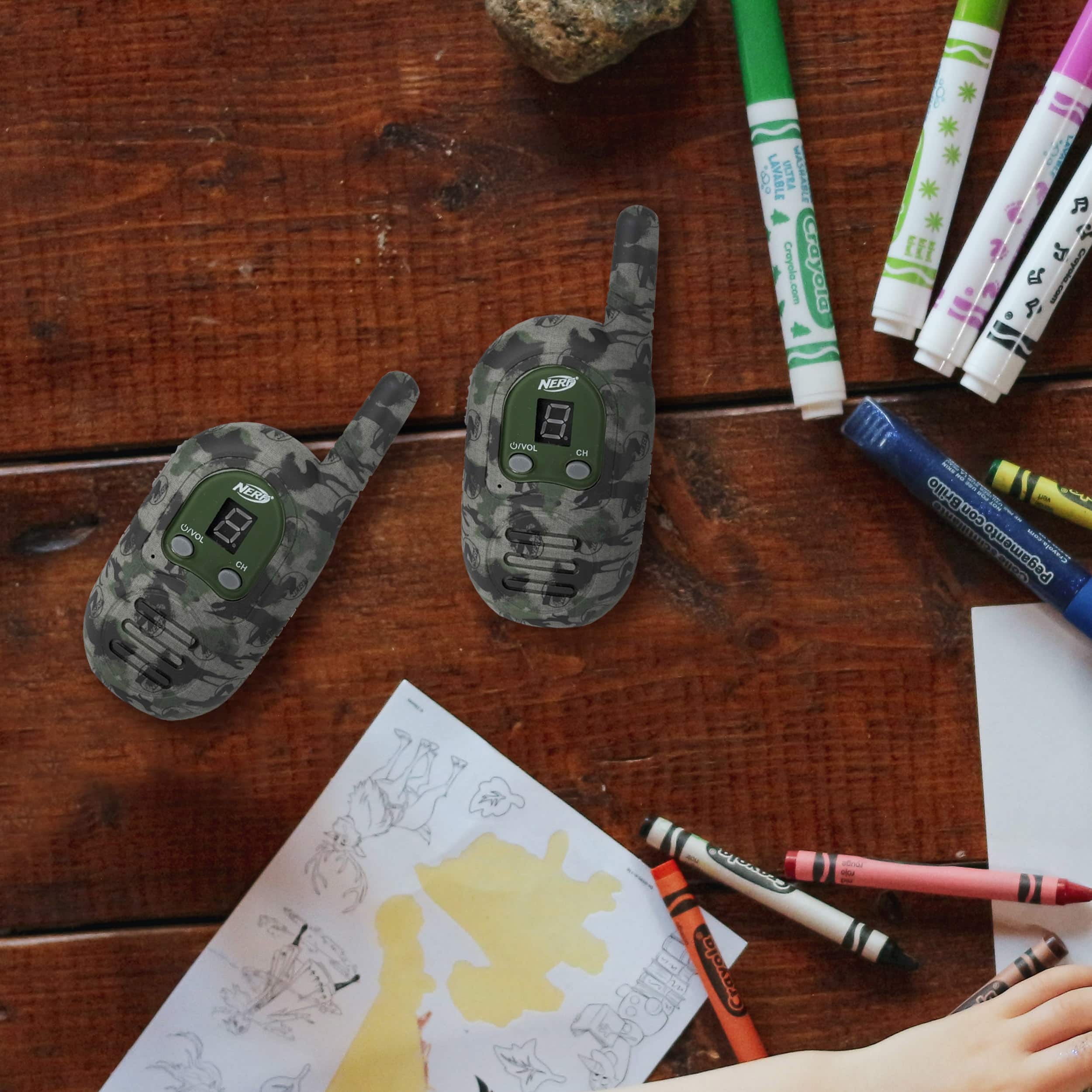 Nerf Camo Green 1 Mile 3 Channel Walkie Talkies, 2ct.