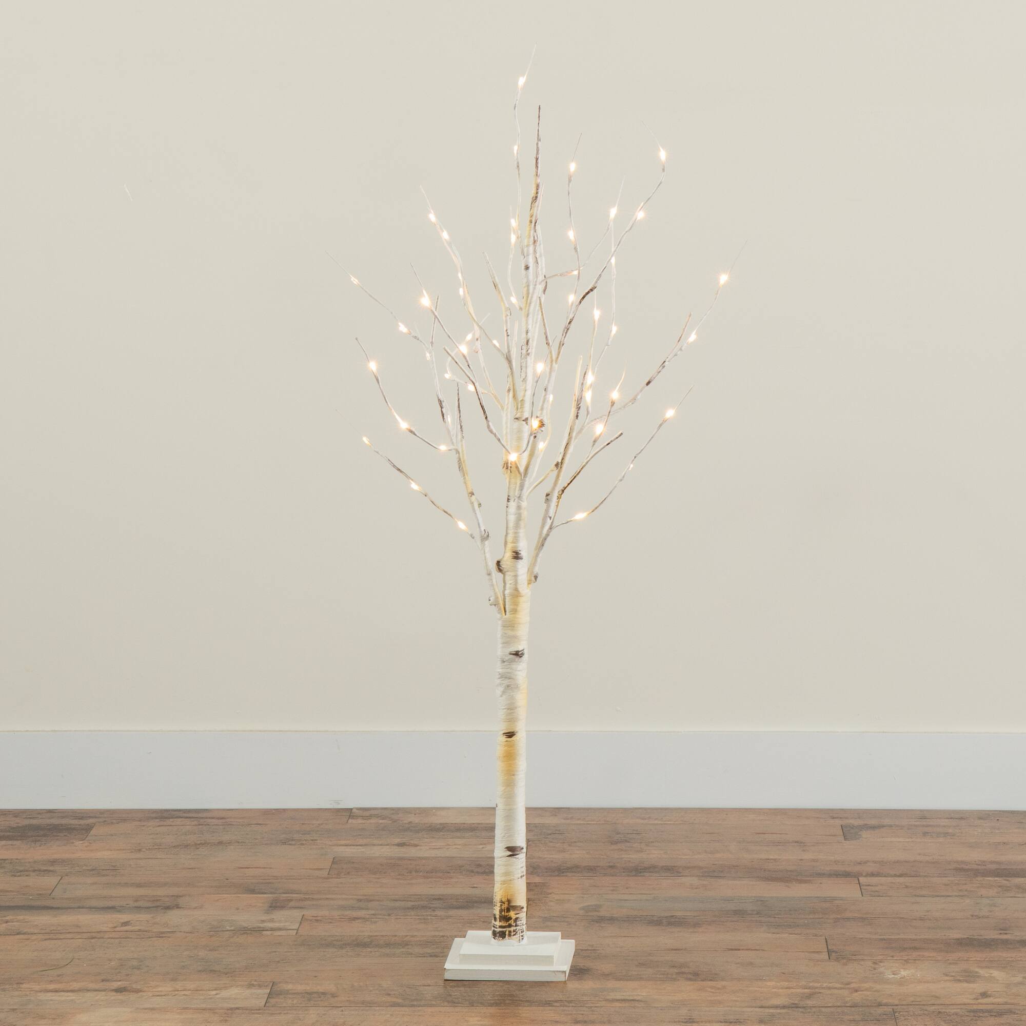 4ft. Pre-Lit Birch Artificial Christmas Tree, Warm White LED Lights