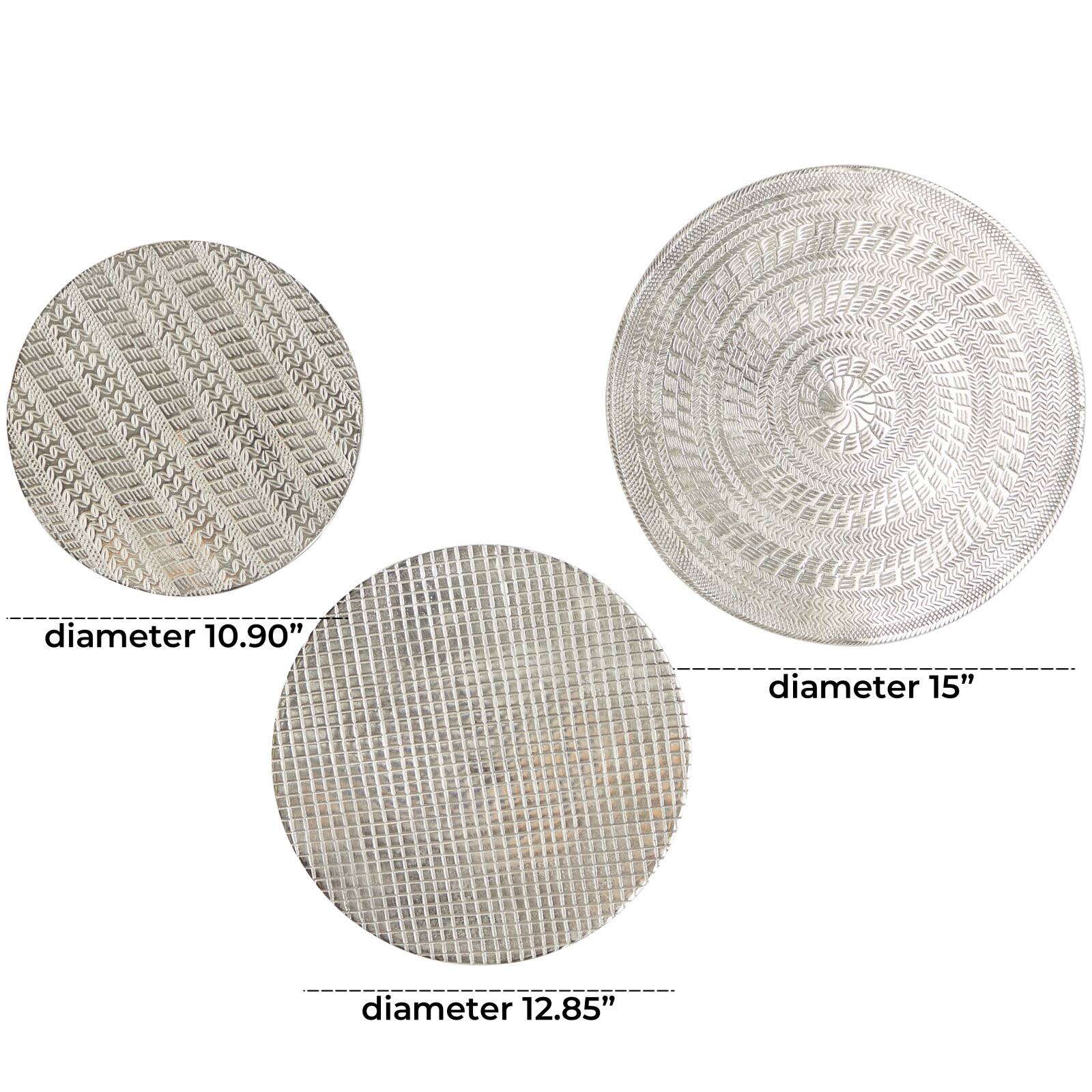Silver Aluminum Modern Wall Decor, Set of 3 11", 13", 15"