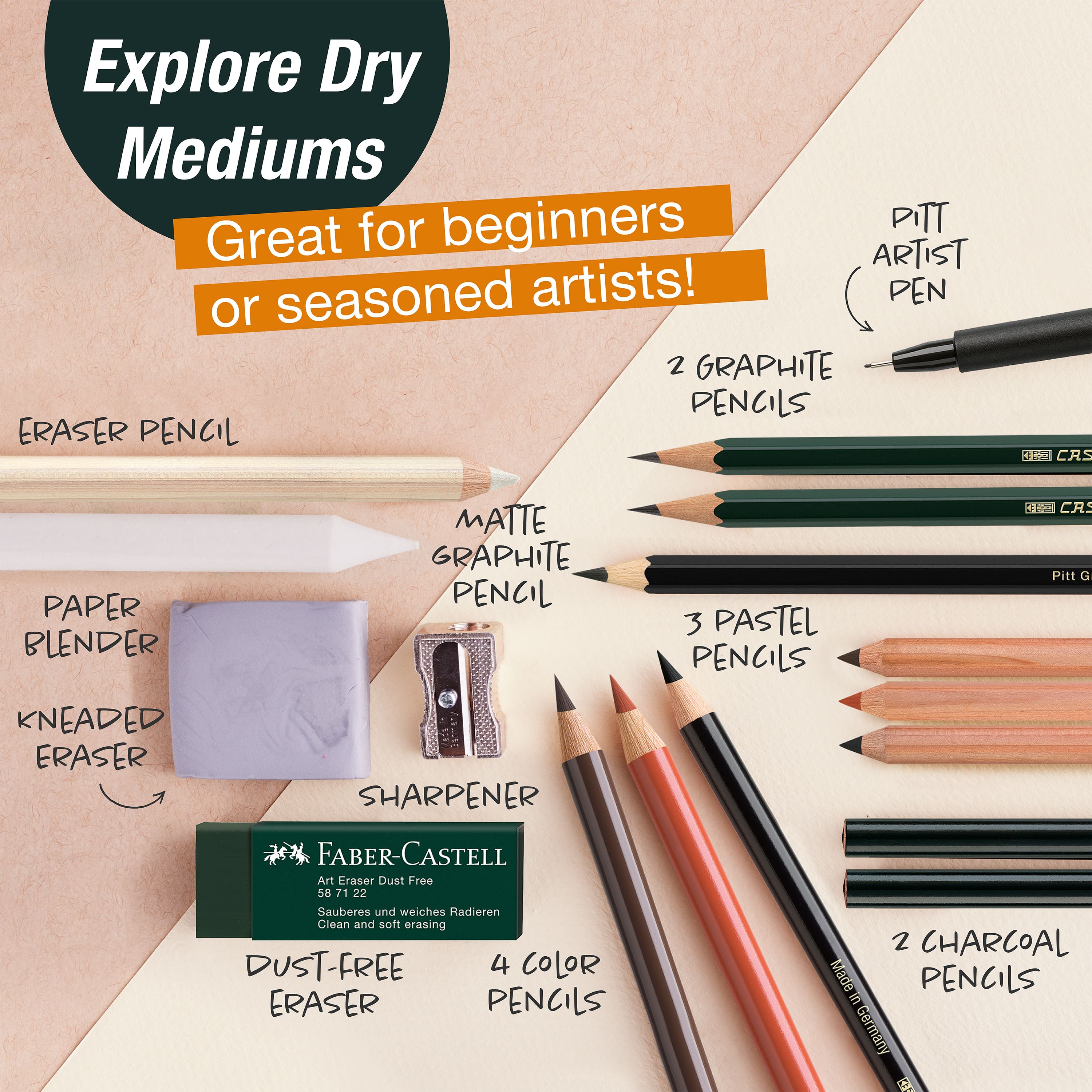 Faber-Castell&#xAE; Dry Mediums Art &#x26; Graphic Try It Box Set