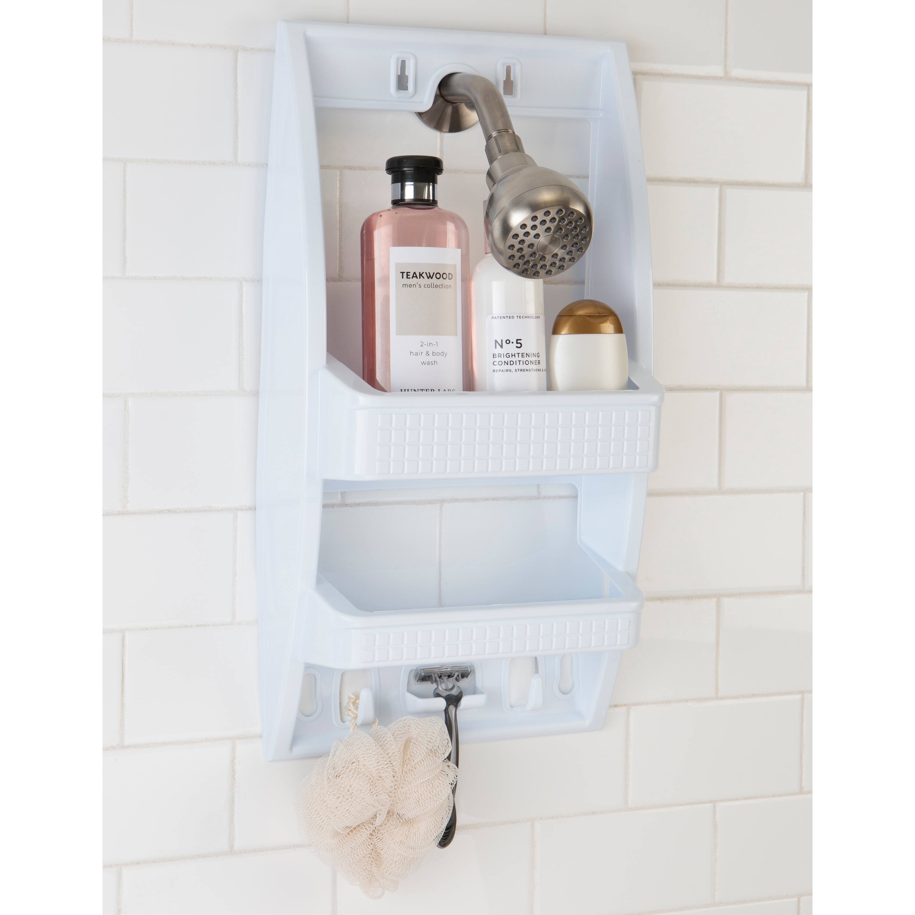Bath Bliss White Multi Hanging Option Shower Caddy