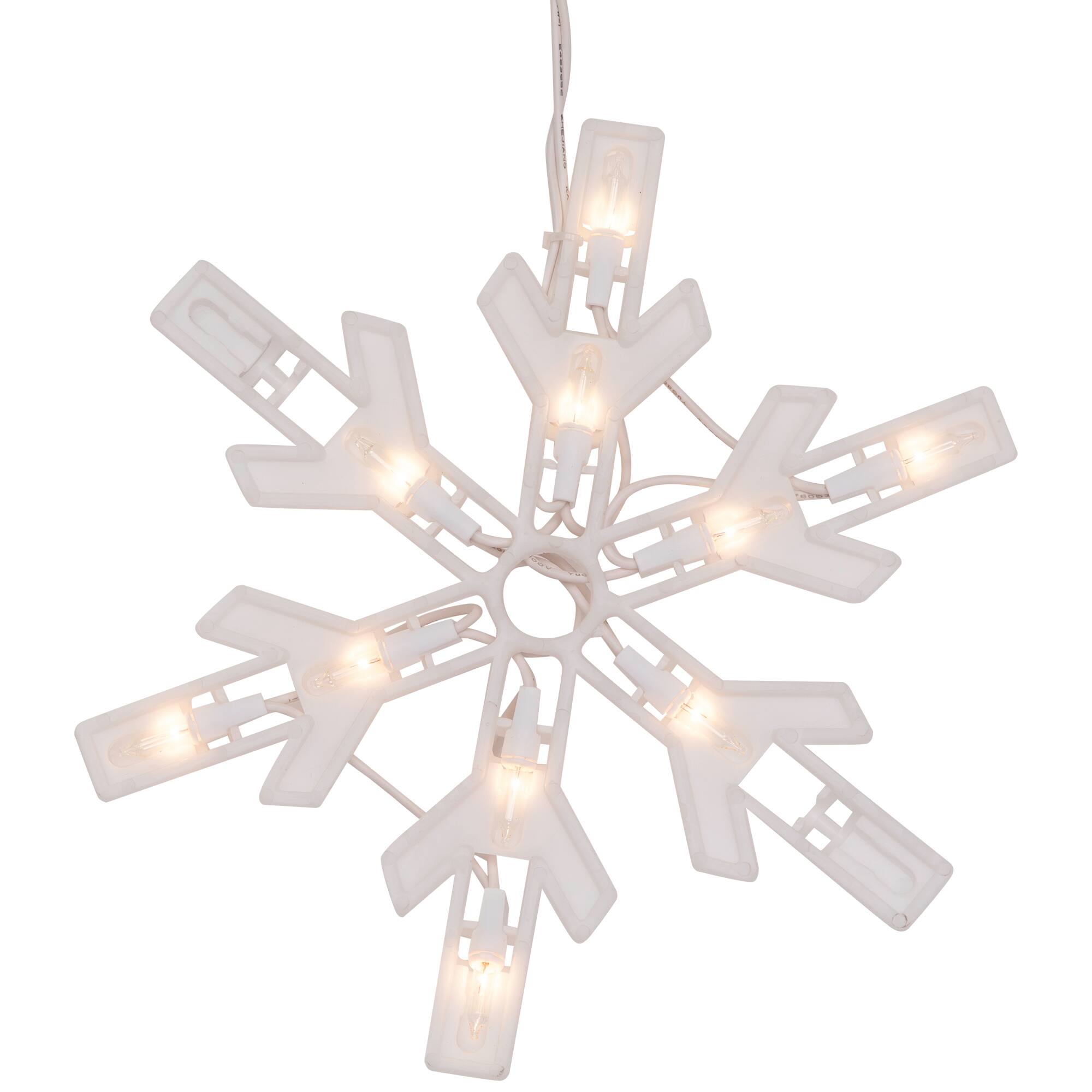 100 Clear Twinkling Snowflake Icicle Christmas Lights - 8.6 ft White Wire