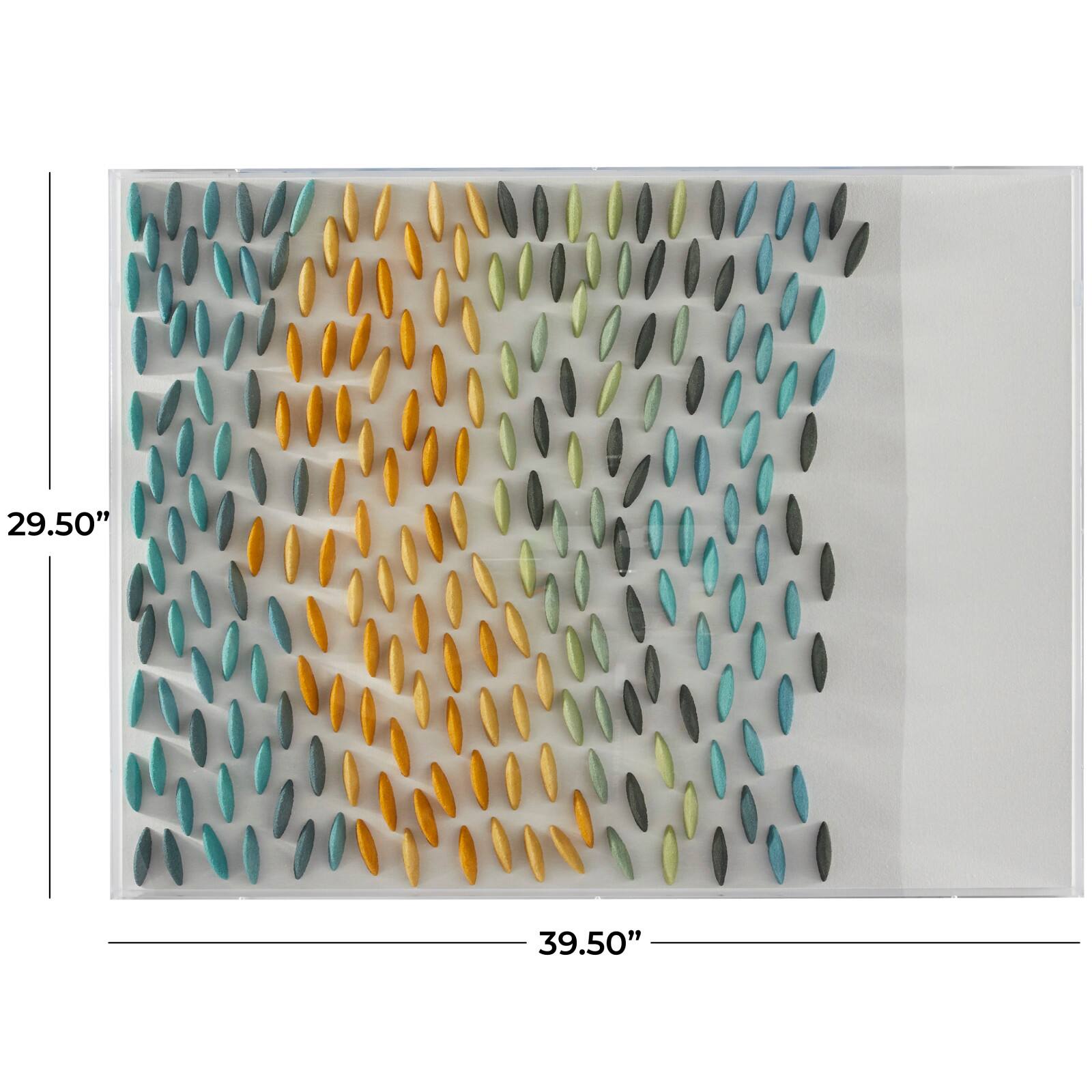Blue Acrylic 3D Waves Geometric Shadow Box with Clear Frame 30&#x22; x 3&#x22; x 40&#x22;