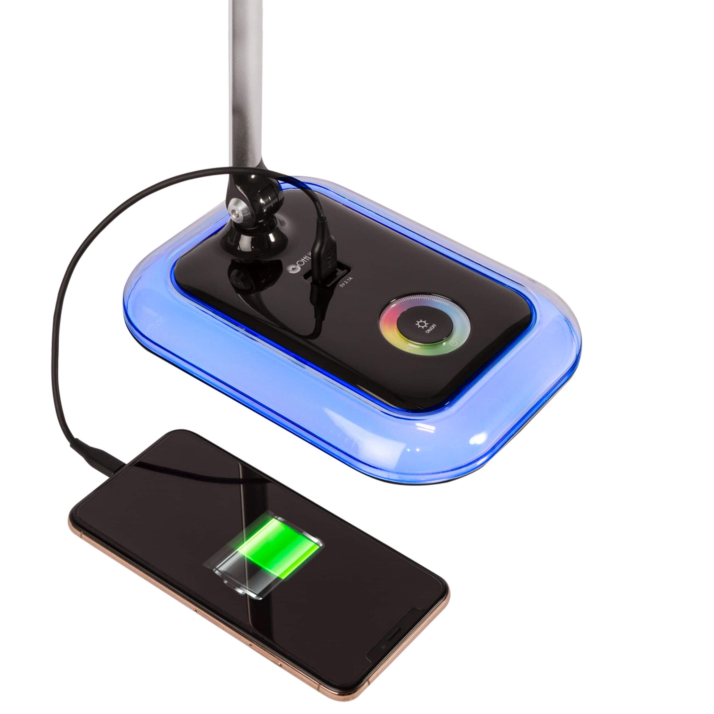 OttLite Wellness Series 17" Glow LED Black Desk Lamp with Color Changing Base