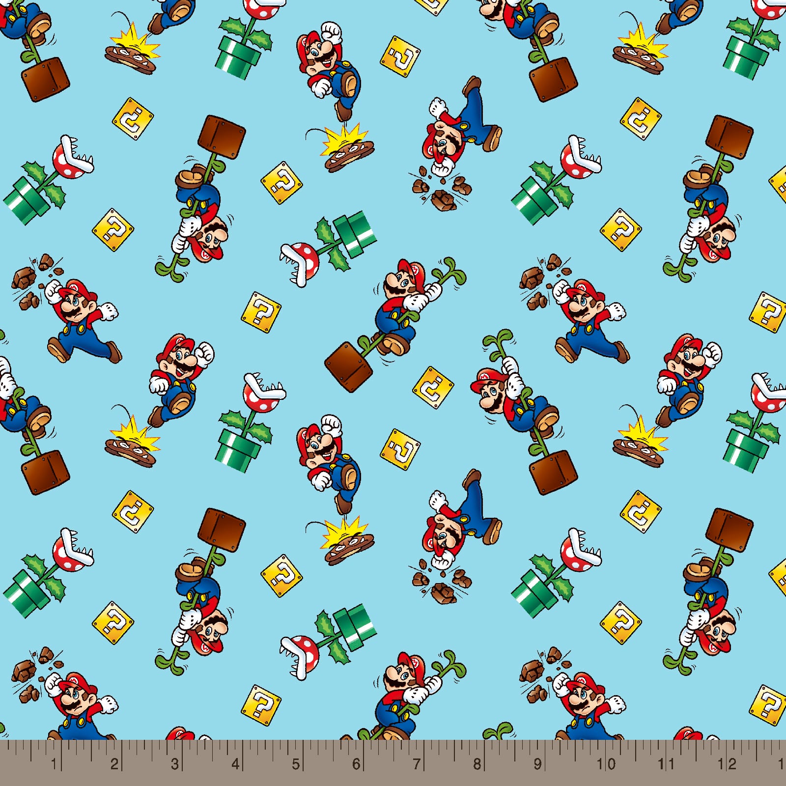 Nintendo® Super Mario Mario Toss Light Blue Cotton Fabric
