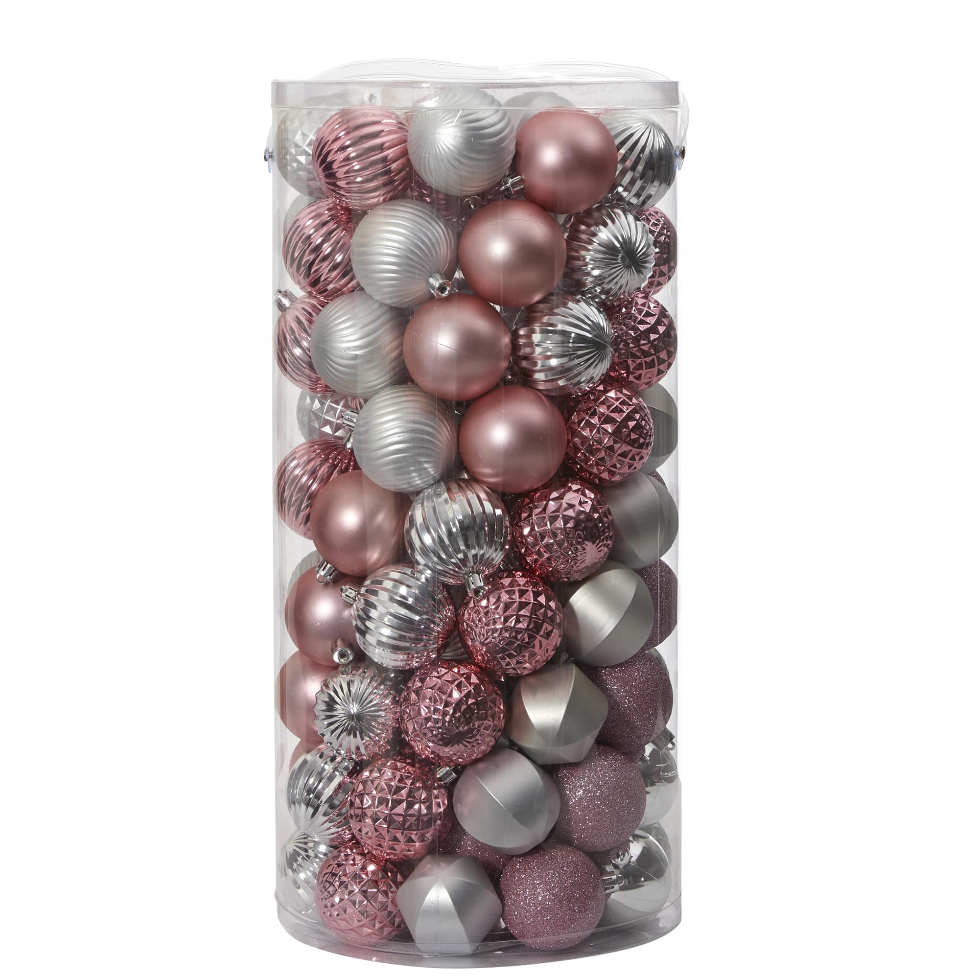 101ct. 2" Pink & Silver Shatterproof Ball Ornaments