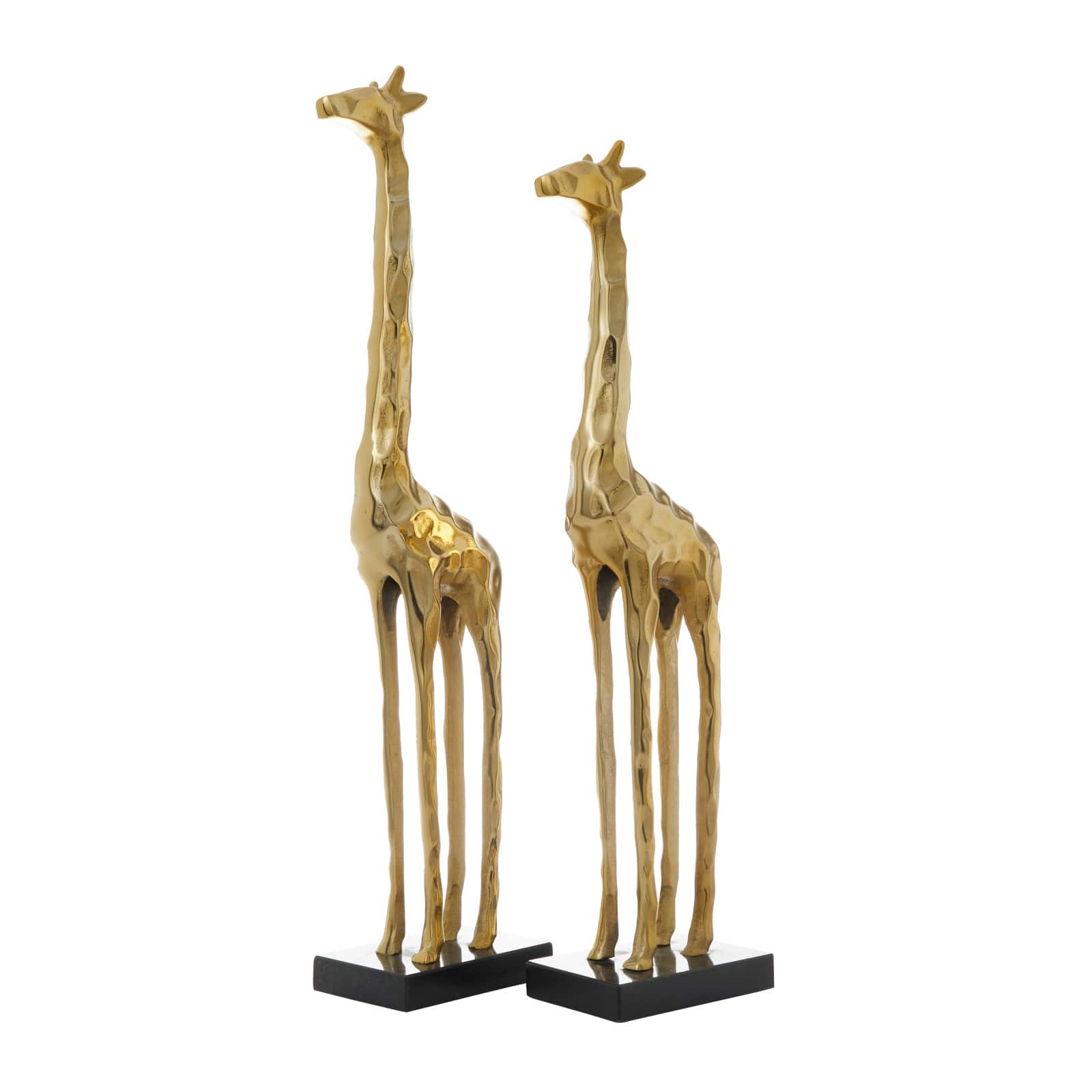 27&#x22; Gold Aluminum Giraffe Sculpture Set