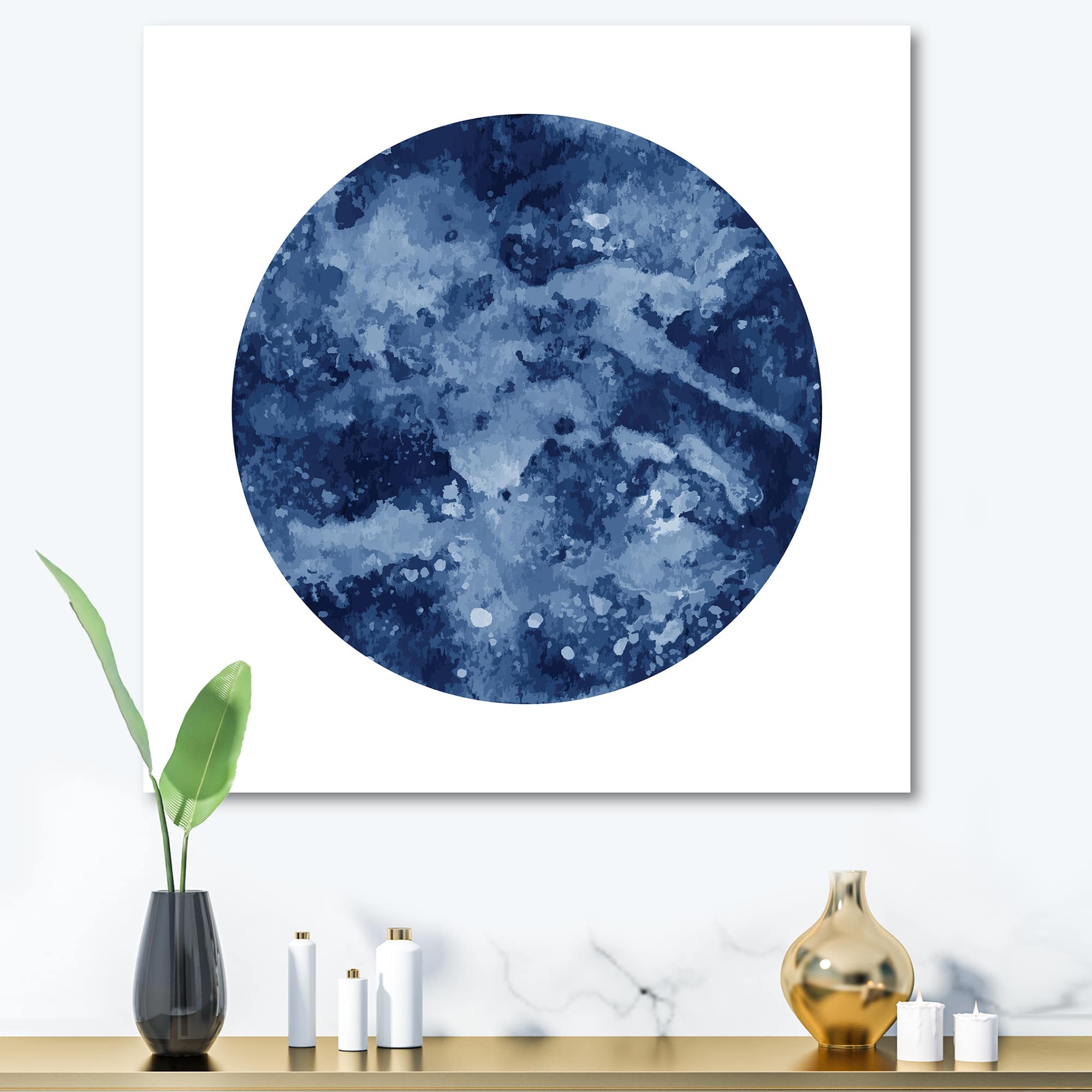 Designart - Space Galaxy Circle - Modern Canvas Wall Art Print