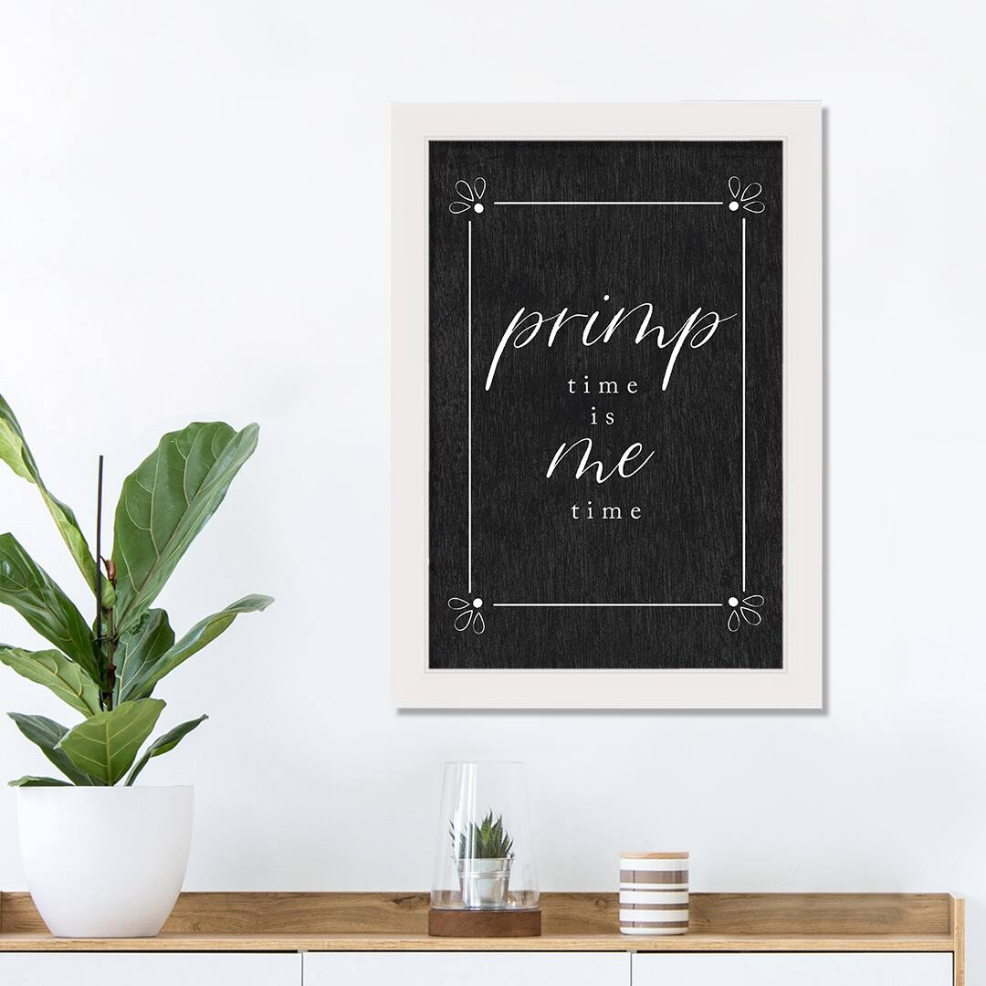 Primp Time 13.63" x 19.63" White Framed Canvas
