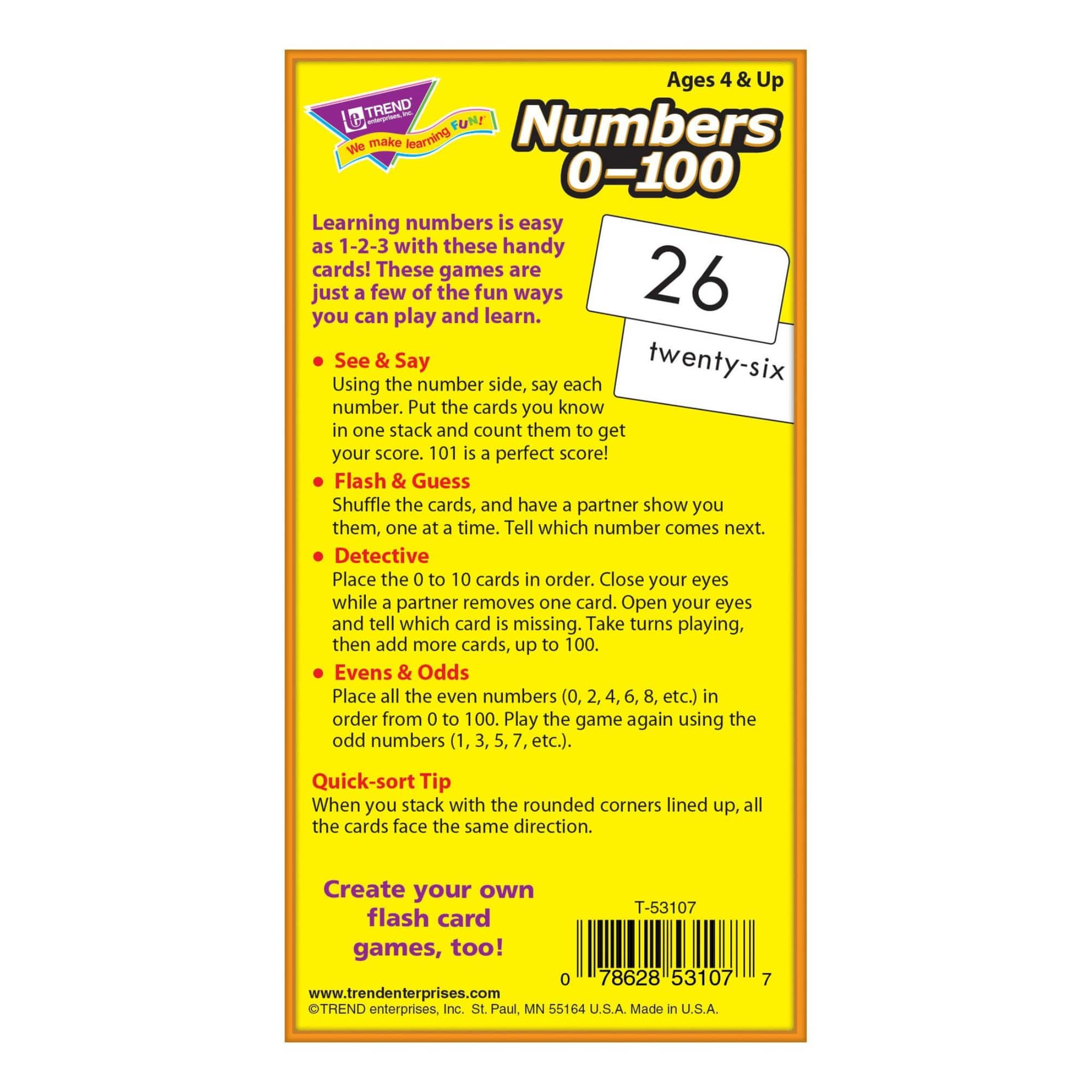 Trend Enterprises&#xAE; Numbers 0-100 Skill Drill Flash Cards