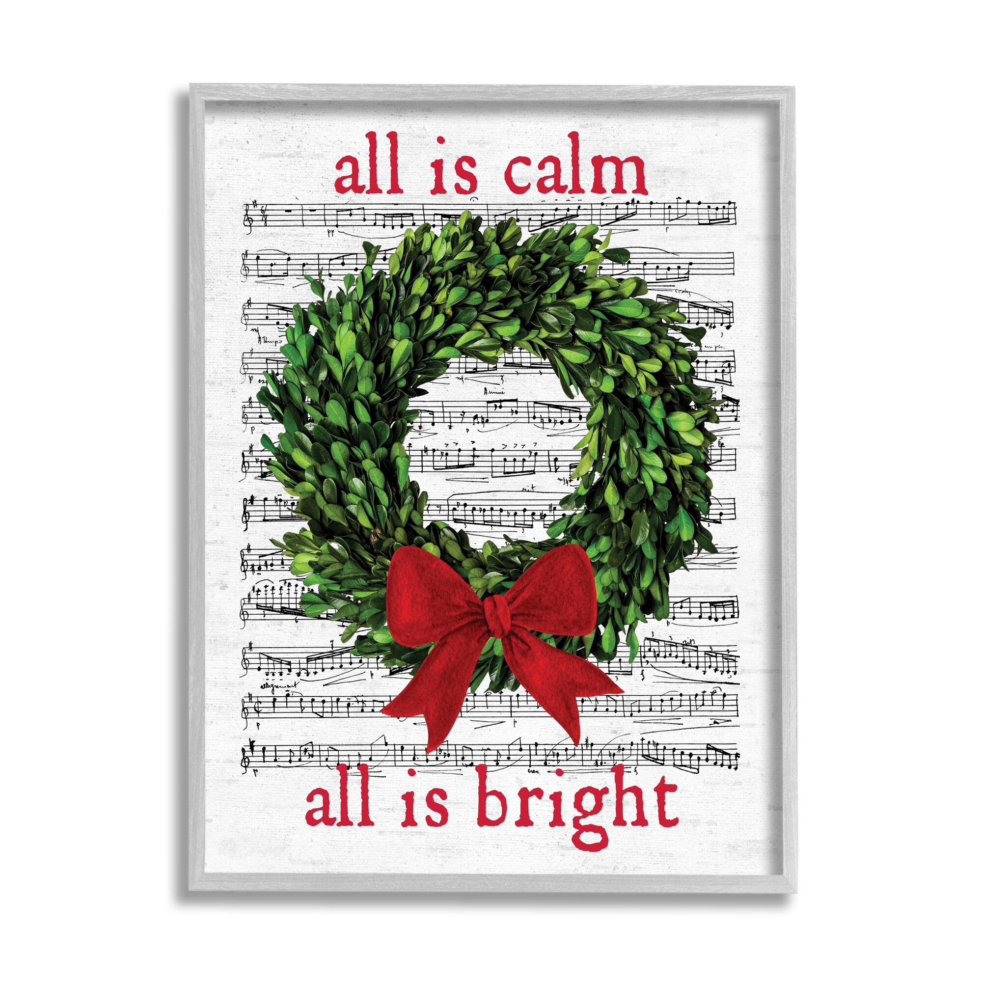 Stupell Industries All Is Calm Christmas Song Framed Giclee Art