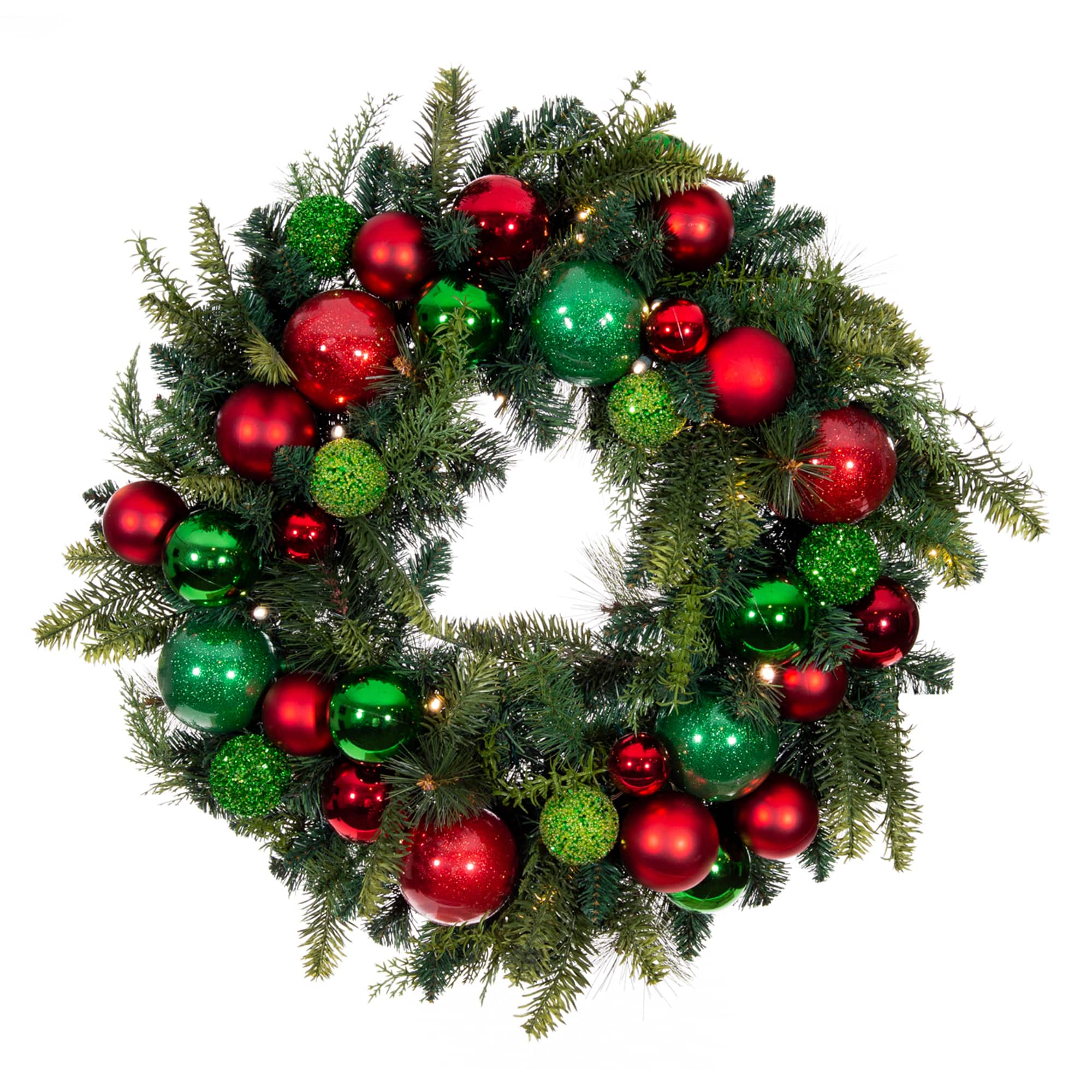 Village Lighting 30&#x22; Pre-Lit Christmas Cheer Wreath, Clear LED Lights