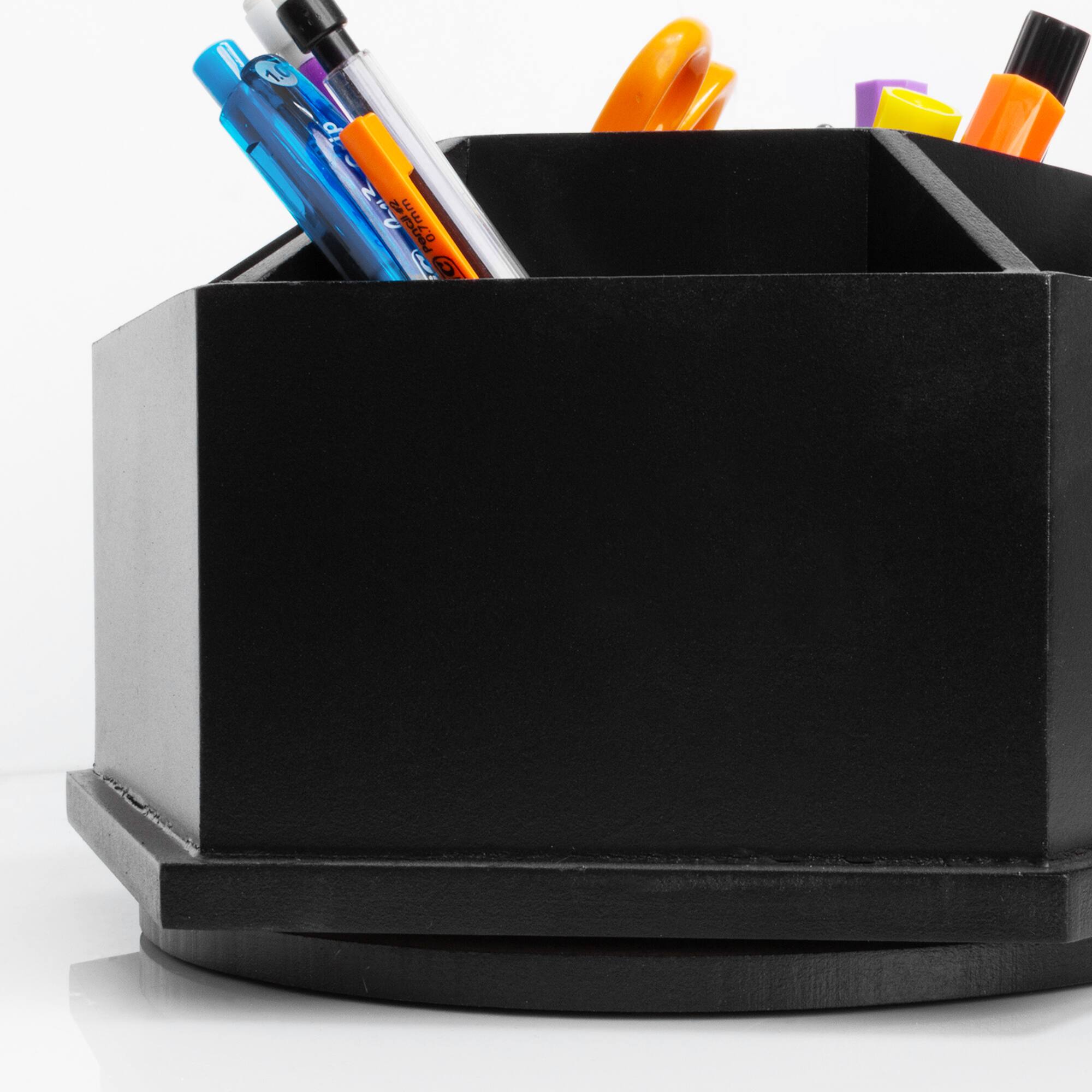 American Art D&#xE9;cor&#x2122; Black 9 Compartment Swiveling Stationary Desk Organizer