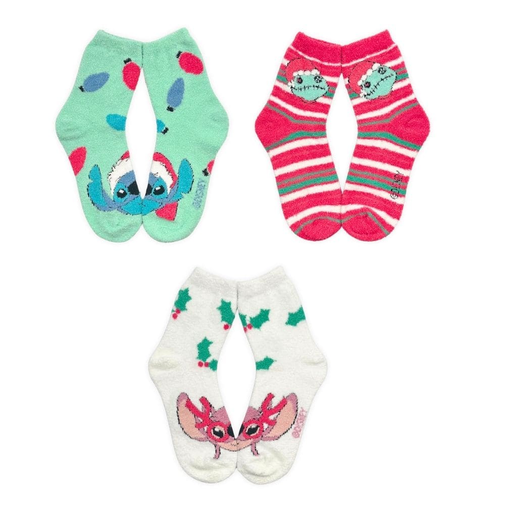 Disney&#xAE; Stitch 3 Pack Cozy Crew Socks in Greeting Card Box